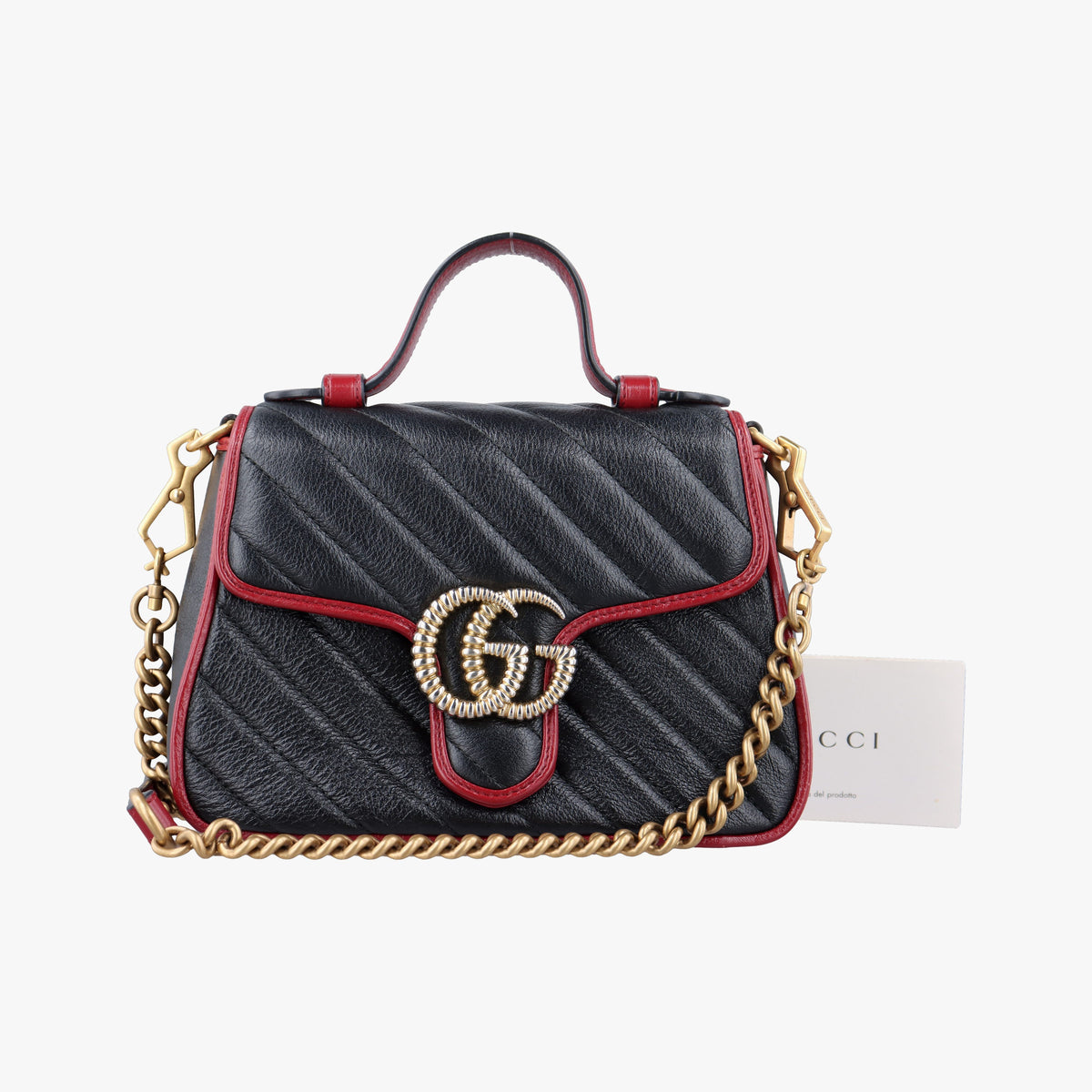 GG Marmont Black×Red Leather 583571 I028671022GGマーモント ブラック×レッド レザー 583571 I028671022