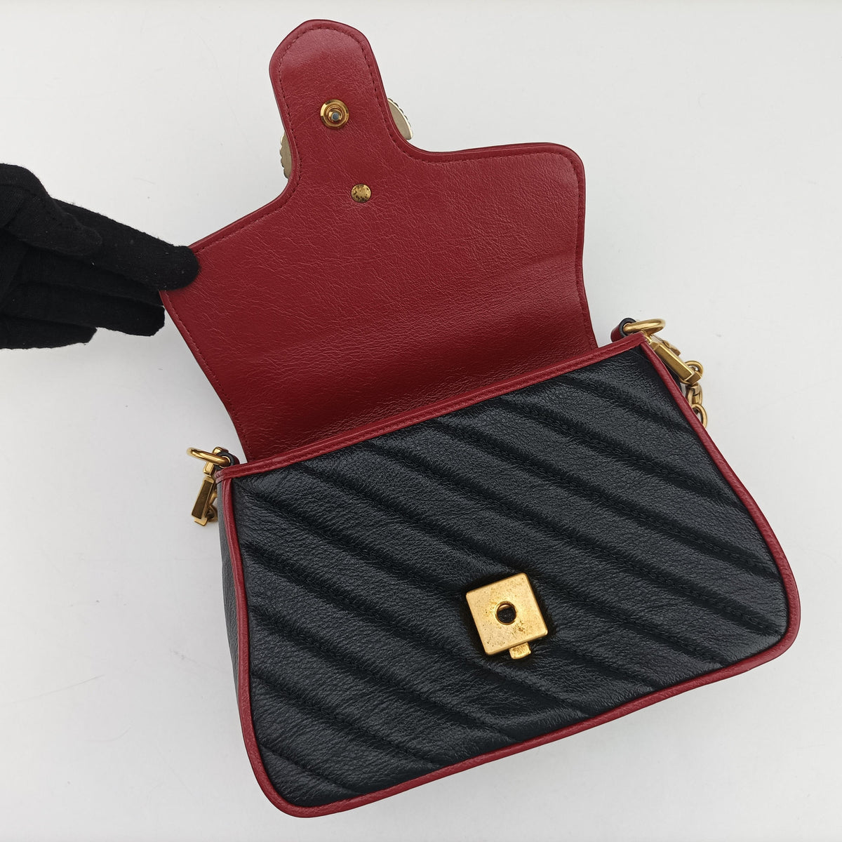 GG Marmont Black×Red Leather 583571 I028671022GGマーモント ブラック×レッド レザー 583571 I028671022