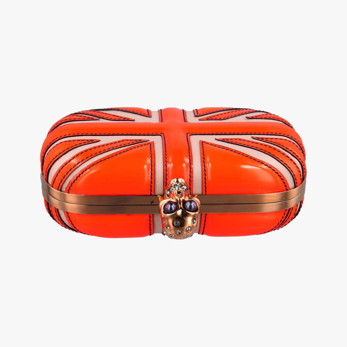 skull clutch Orange Enamel x Leather 208024 000926スカルクラッチ オレンジ エナメル x レザー 208024 000926