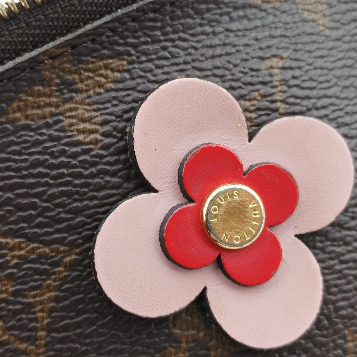 Pochette Double Zip Brown x Pink x Red Monogram canvas M63905 GI0179 IC Chipポシェットドゥーブルジップ ブラウン×ピンク×レッド モノグラム キャンバス M63905 GI0179 ICチップ