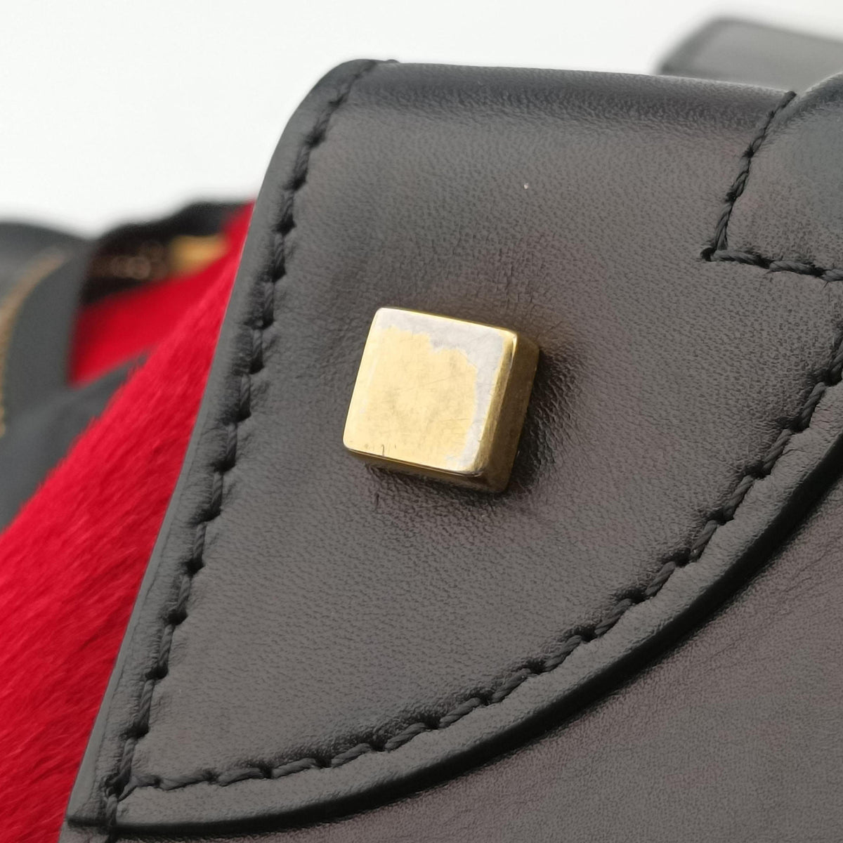 Luggage Mini Shopper Black×Blue×Red Leather×Ponyhair U-GA-0123ラゲージミニショッパー ブラック×ブルー×レッド レザー×ハラコ U-GA-0123