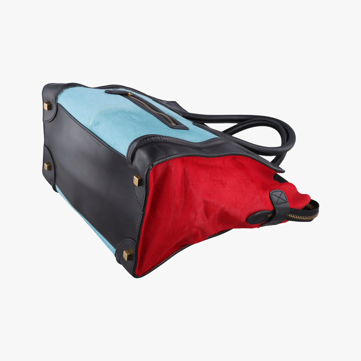 Luggage Mini Shopper Black×Blue×Red Leather×Ponyhair U-GA-0123ラゲージミニショッパー ブラック×ブルー×レッド レザー×ハラコ U-GA-0123