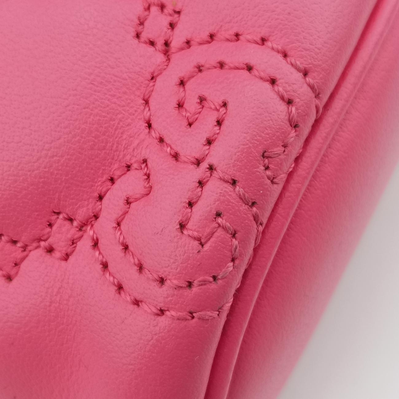 GG MatelassePinkLeather723770GGマトラッセ ミニピンクレザー723770