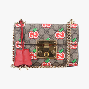 Padlock GG apple printMulticolourPVC coated canvas409487I033549441パドロック GGアップルプリントマルチカラーPVCコーティングキャンバス409487I033549441