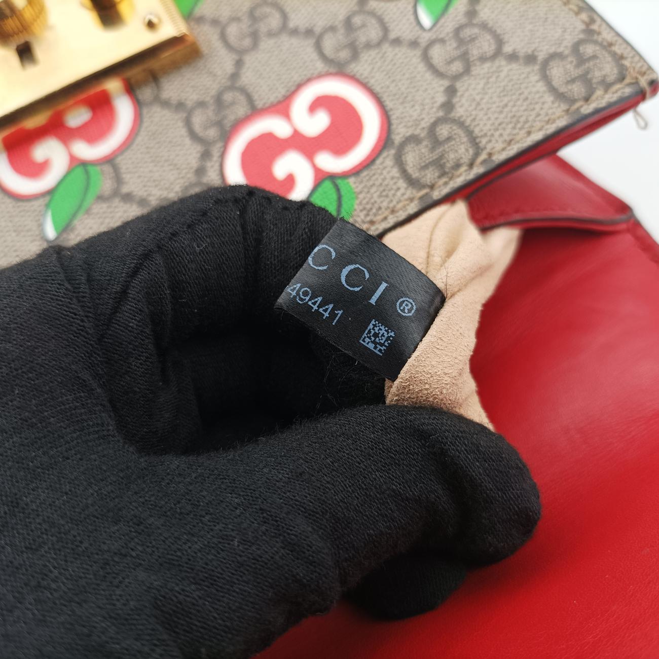 Padlock GG apple printMulticolourPVC coated canvas409487I033549441パドロック GGアップルプリントマルチカラーPVCコーティングキャンバス409487I033549441