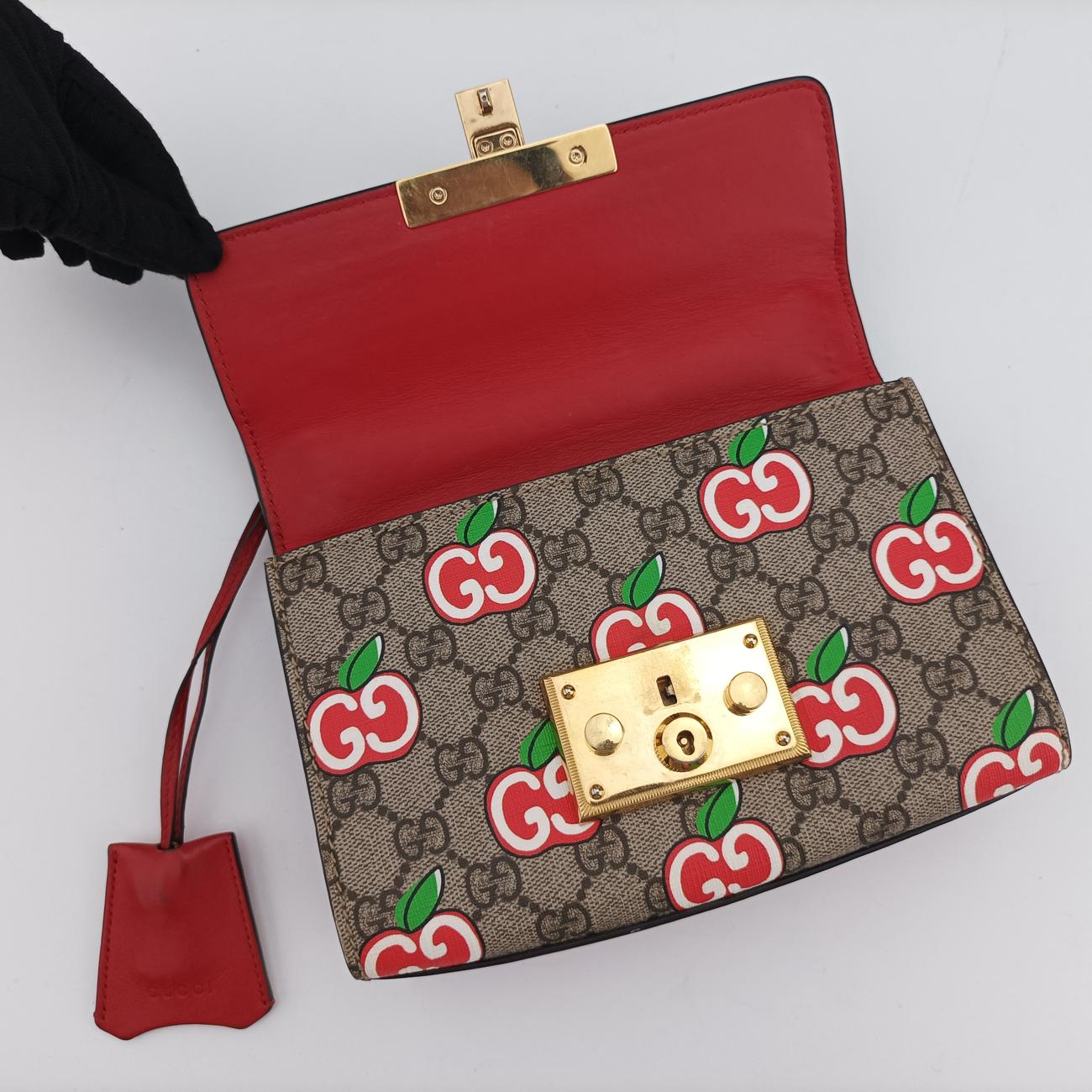Padlock GG apple printMulticolourPVC coated canvas409487I033549441パドロック GGアップルプリントマルチカラーPVCコーティングキャンバス409487I033549441