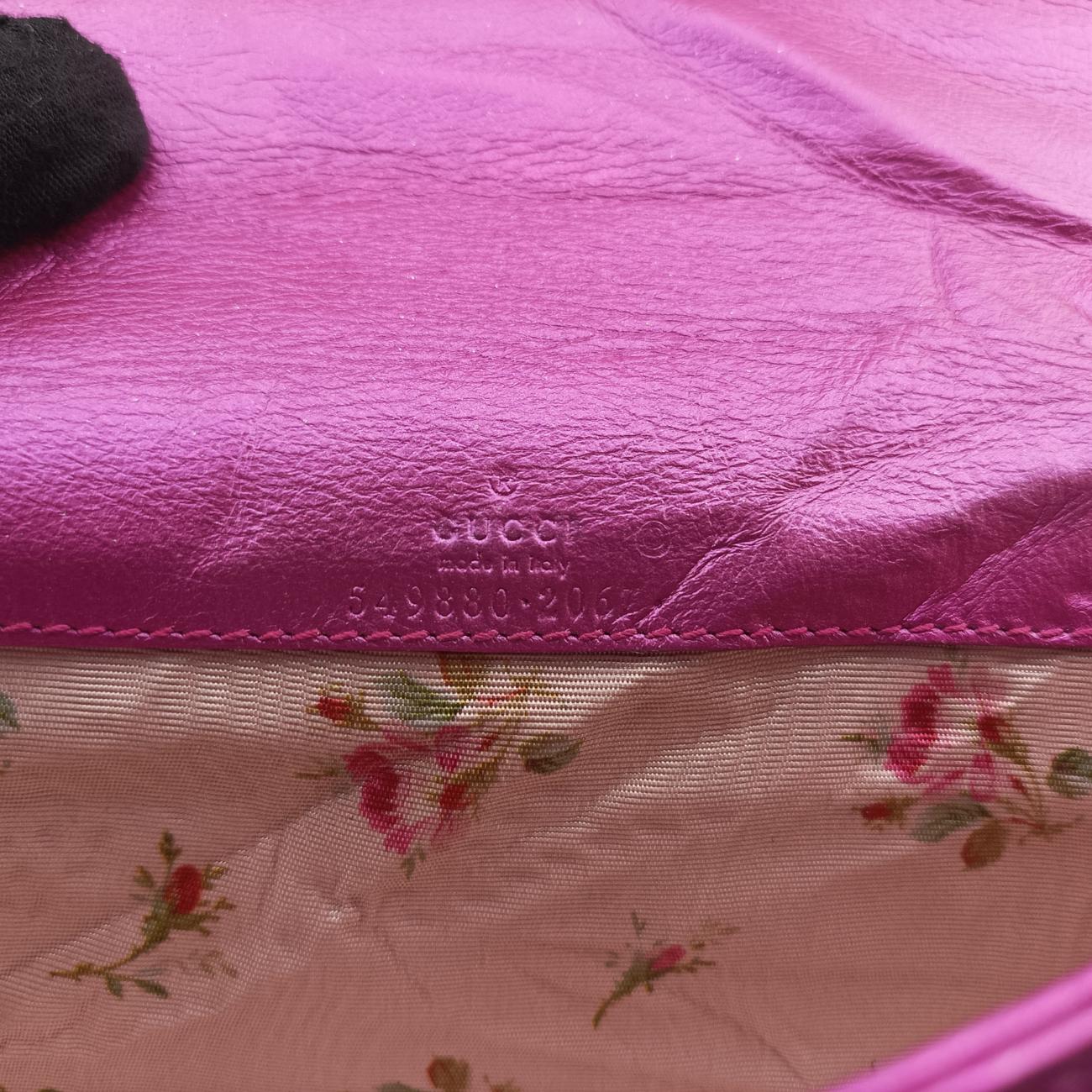 Pochette Heart crystal GG MarmontPinkLeather549880ポシェット ハート クリスタル GGマーモントピンクレザー549880