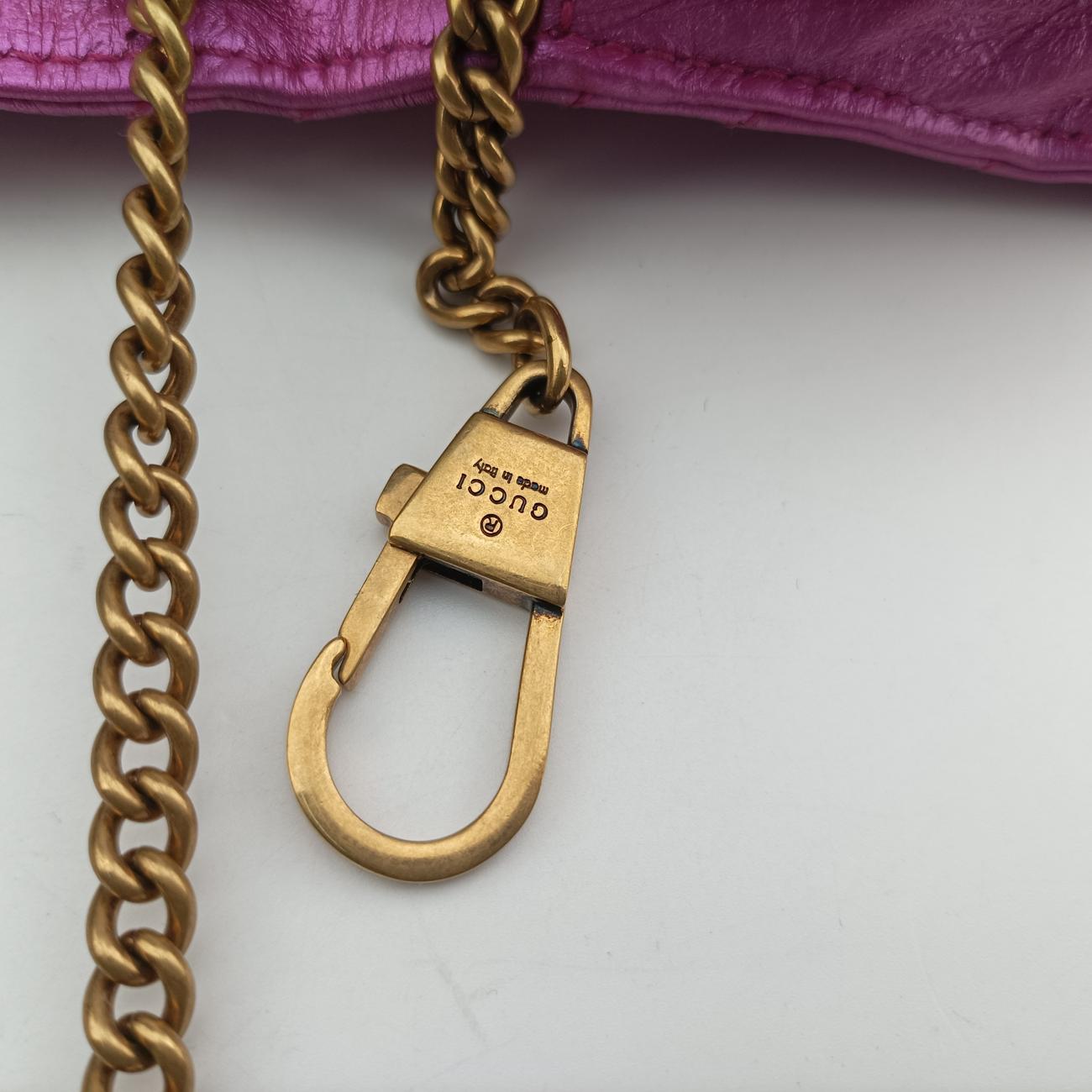 Pochette Heart crystal GG MarmontPinkLeather549880ポシェット ハート クリスタル GGマーモントピンクレザー549880