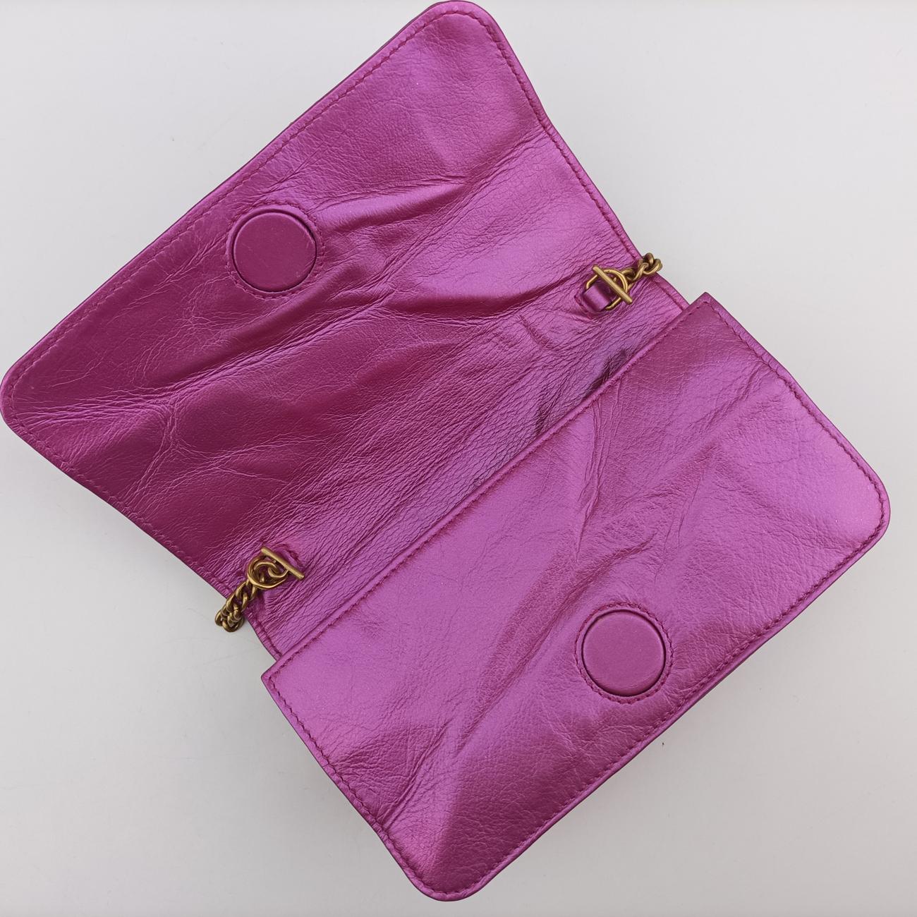 Pochette Heart crystal GG MarmontPinkLeather549880ポシェット ハート クリスタル GGマーモントピンクレザー549880