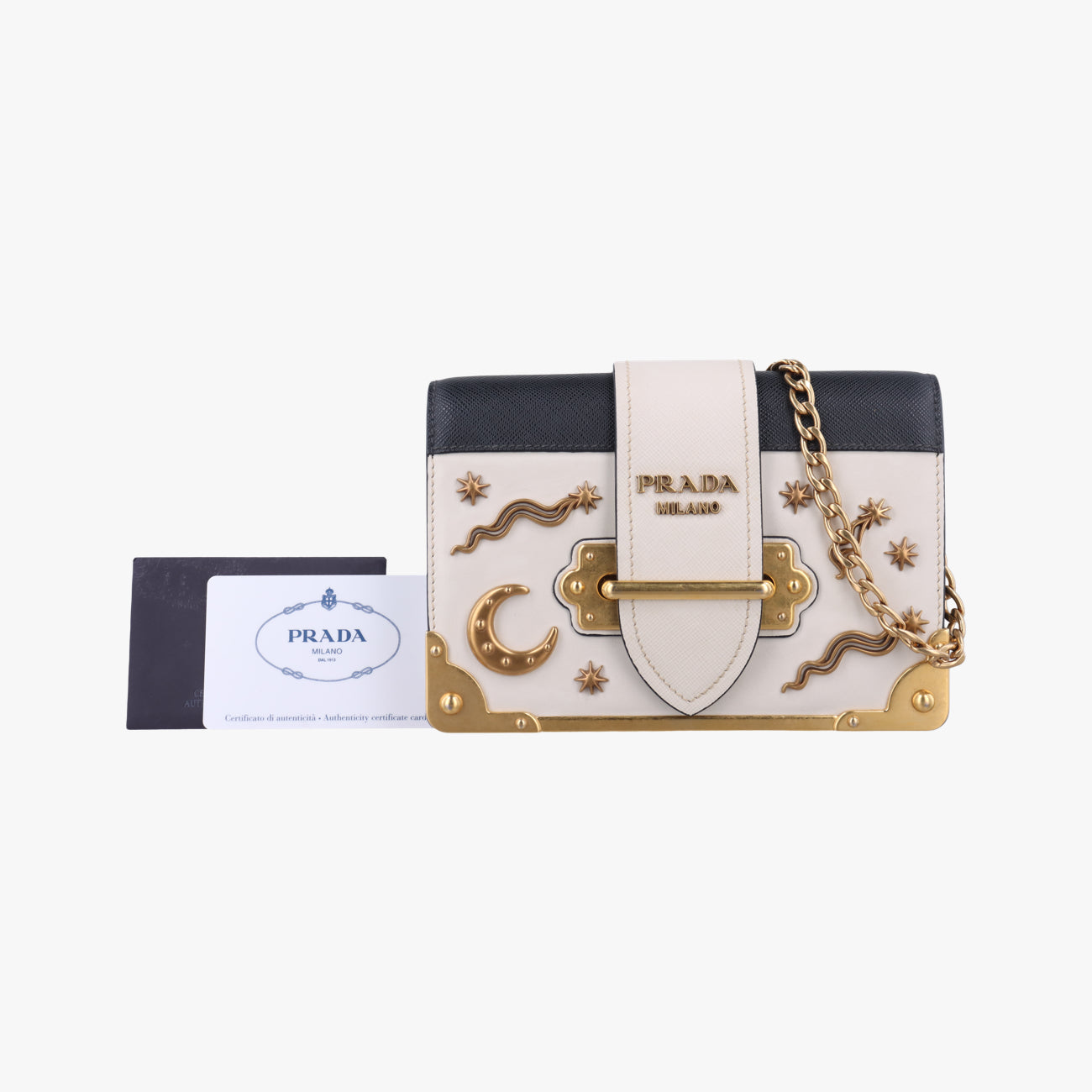 City Calf Astrology CahierWhite / BlackSaffiano leather×Leather25シティカーフ アストロロジー カイエホワイト/ブラックサフィアーノレザー×レザー25