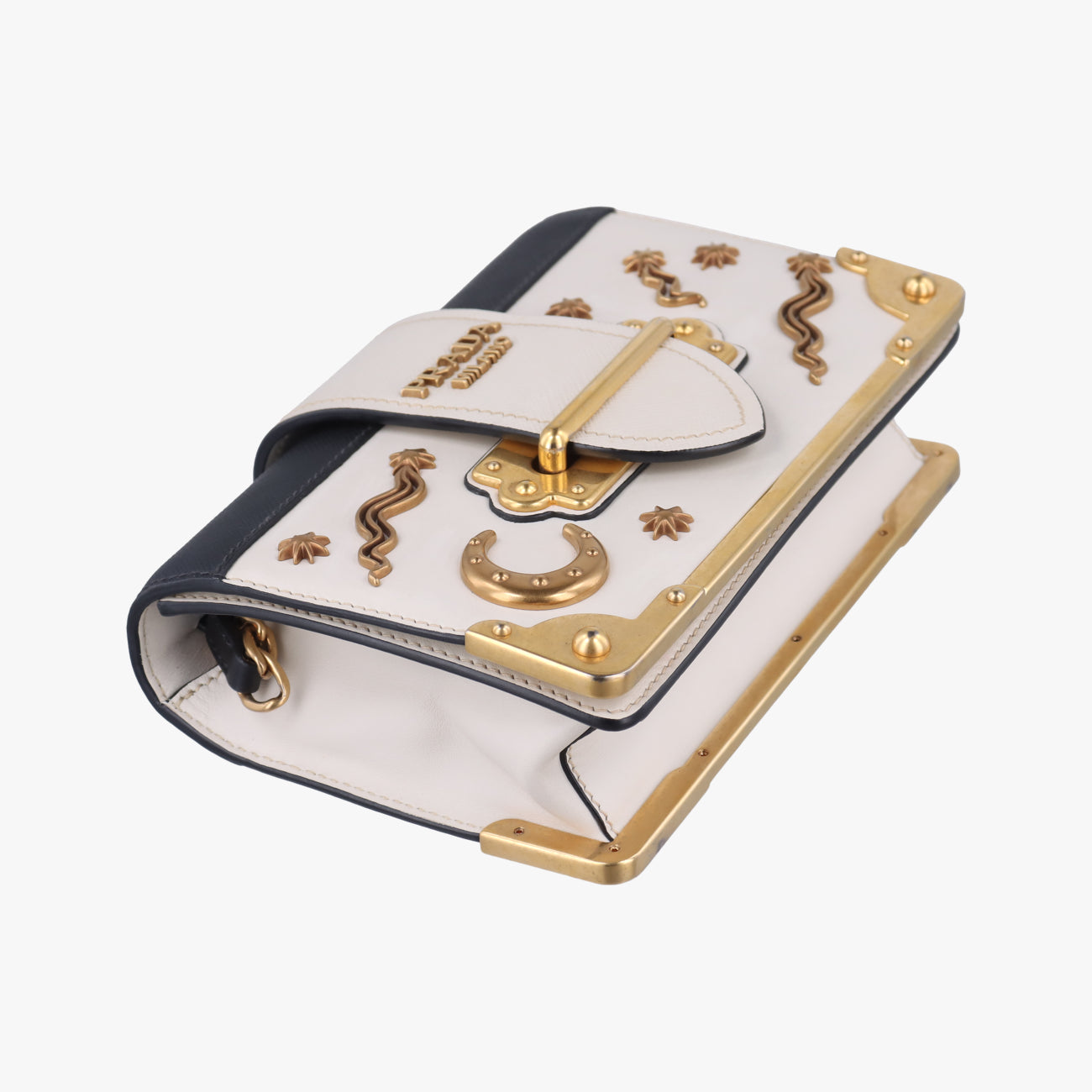 City Calf Astrology CahierWhite / BlackSaffiano leather×Leather25シティカーフ アストロロジー カイエホワイト/ブラックサフィアーノレザー×レザー25