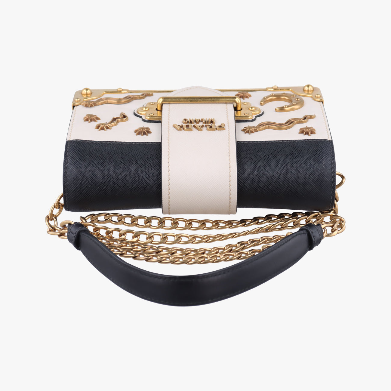 City Calf Astrology CahierWhite / BlackSaffiano leather×Leather25シティカーフ アストロロジー カイエホワイト/ブラックサフィアーノレザー×レザー25