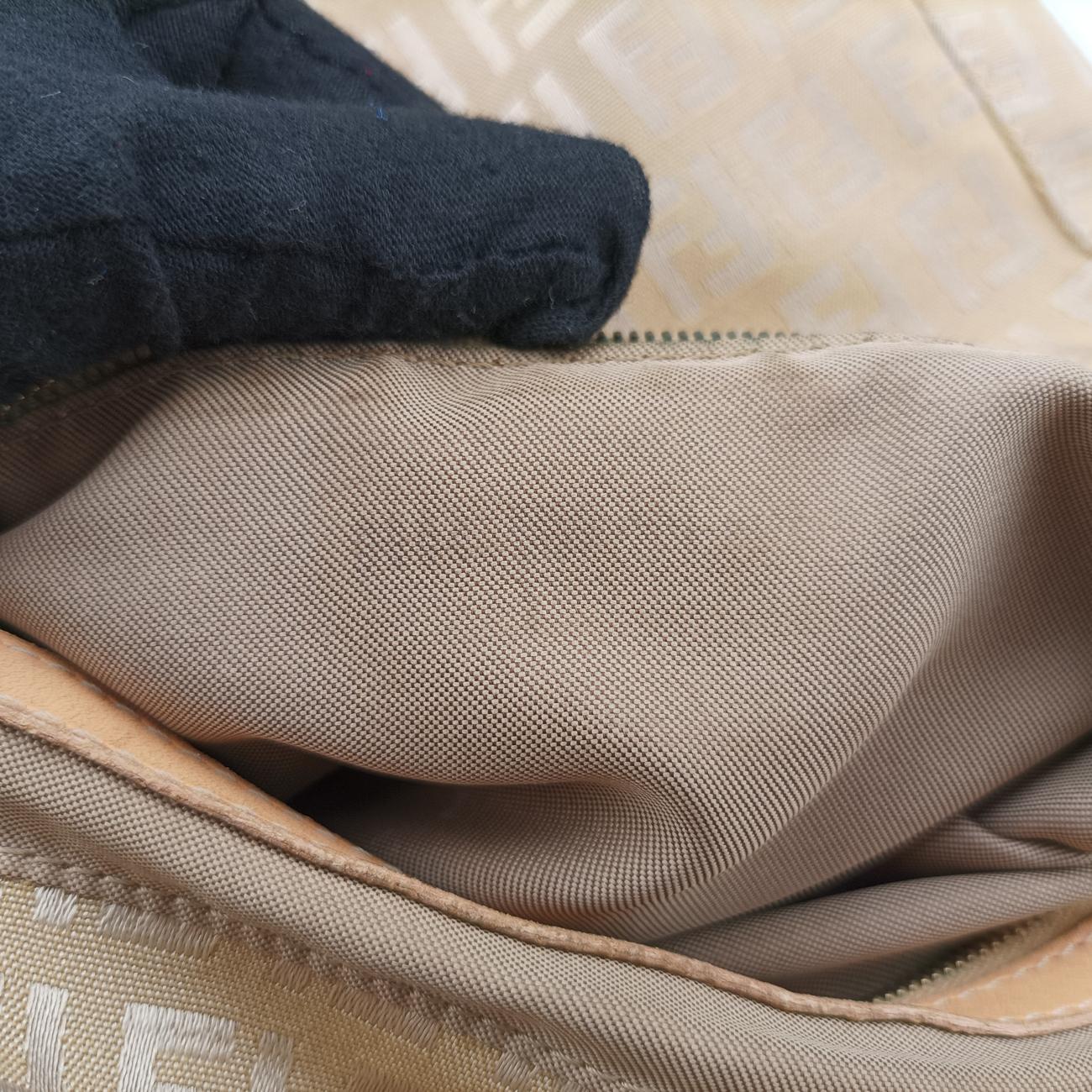 Baguette ZucchinoGoldencanvas x leather8BR001Lot number unknownマンマバケット ズッキーノ柄ゴールドキャンバス×レザー8BR001製番不明