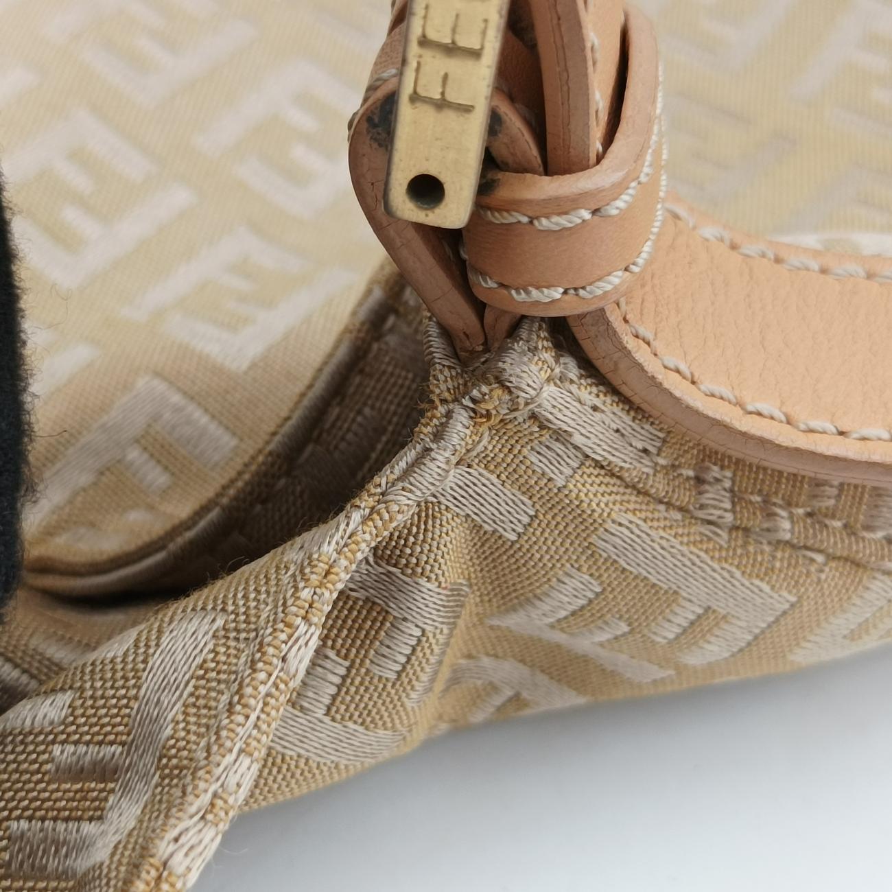 Baguette ZucchinoGoldencanvas x leather8BR001Lot number unknownマンマバケット ズッキーノ柄ゴールドキャンバス×レザー8BR001製番不明