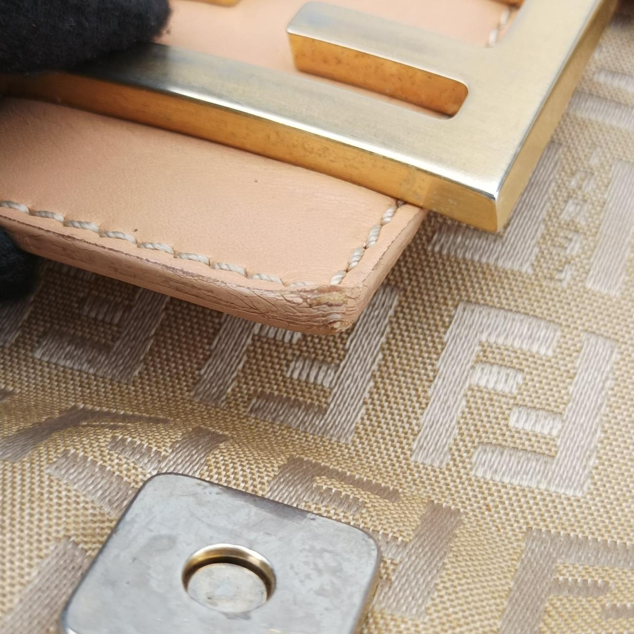 Baguette ZucchinoGoldencanvas x leather8BR001Lot number unknownマンマバケット ズッキーノ柄ゴールドキャンバス×レザー8BR001製番不明