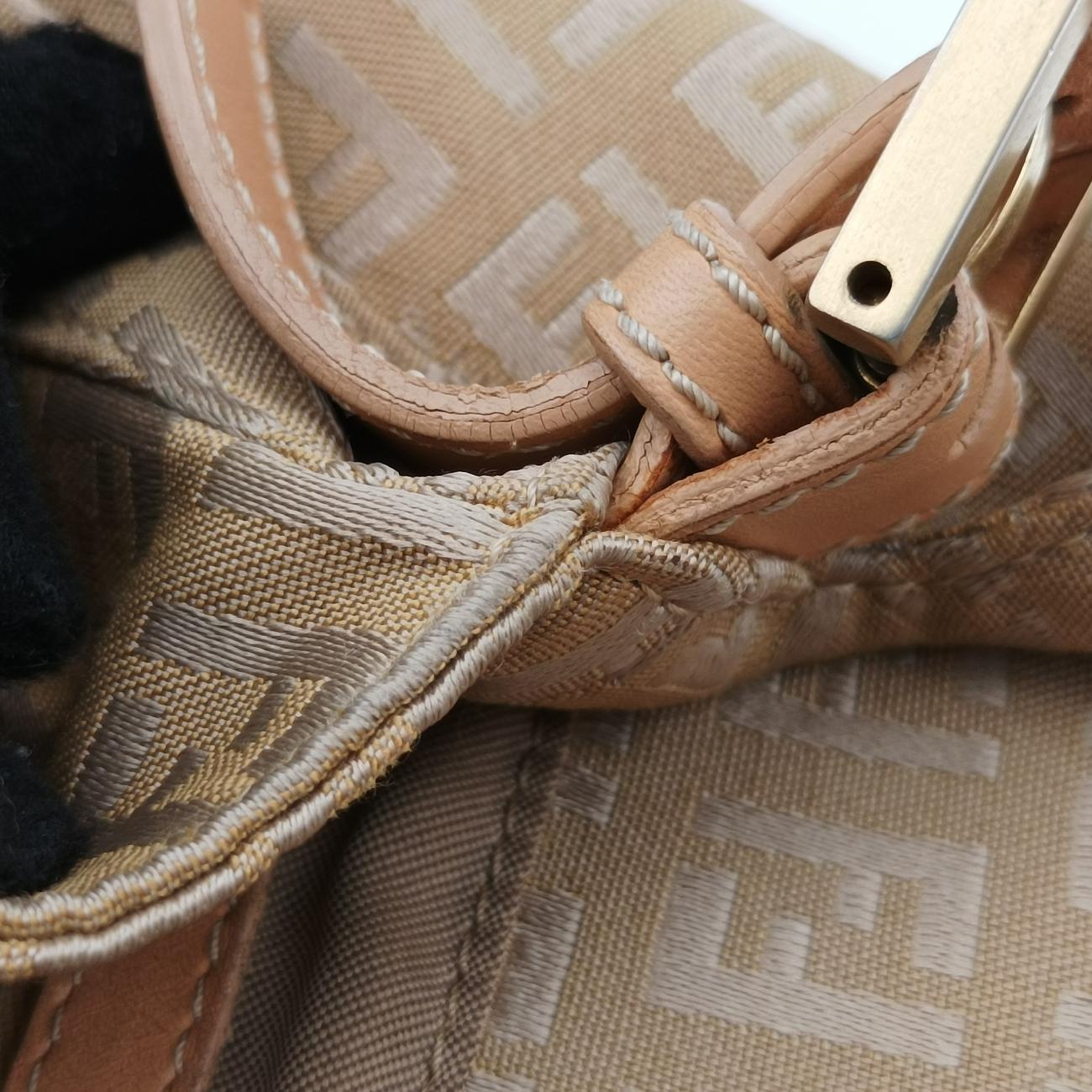 Baguette ZucchinoGoldencanvas x leather8BR001Lot number unknownマンマバケット ズッキーノ柄ゴールドキャンバス×レザー8BR001製番不明