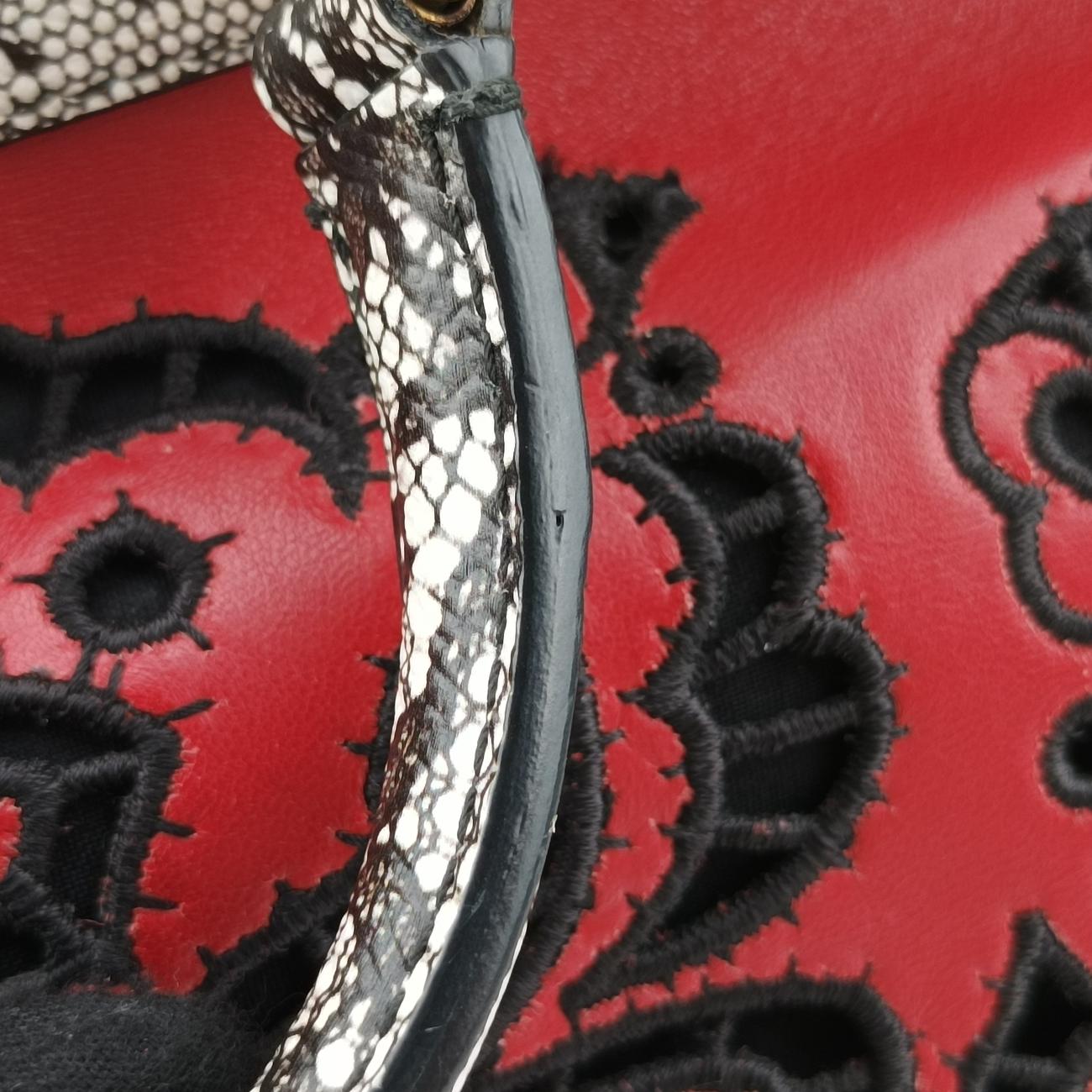 Polka Dot Medium Miss SicilyWhite x Red x BlackLeather40ポルカドットミディアムミスシシリーホワイト x レッド×ブラックレザー40