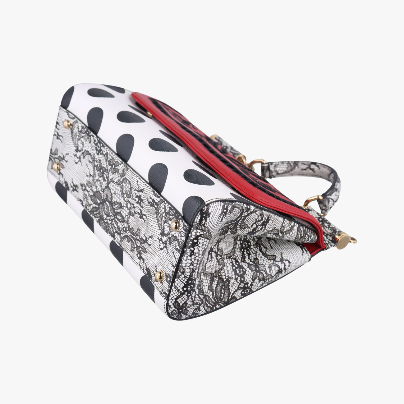 Polka Dot Medium Miss SicilyWhite x Red x BlackLeather40ポルカドットミディアムミスシシリーホワイト x レッド×ブラックレザー40