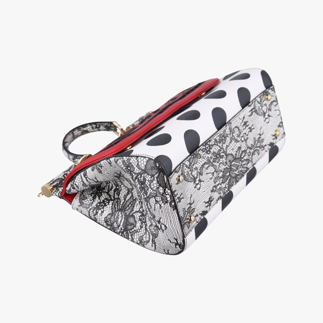 Polka Dot Medium Miss SicilyWhite x Red x BlackLeather40ポルカドットミディアムミスシシリーホワイト x レッド×ブラックレザー40