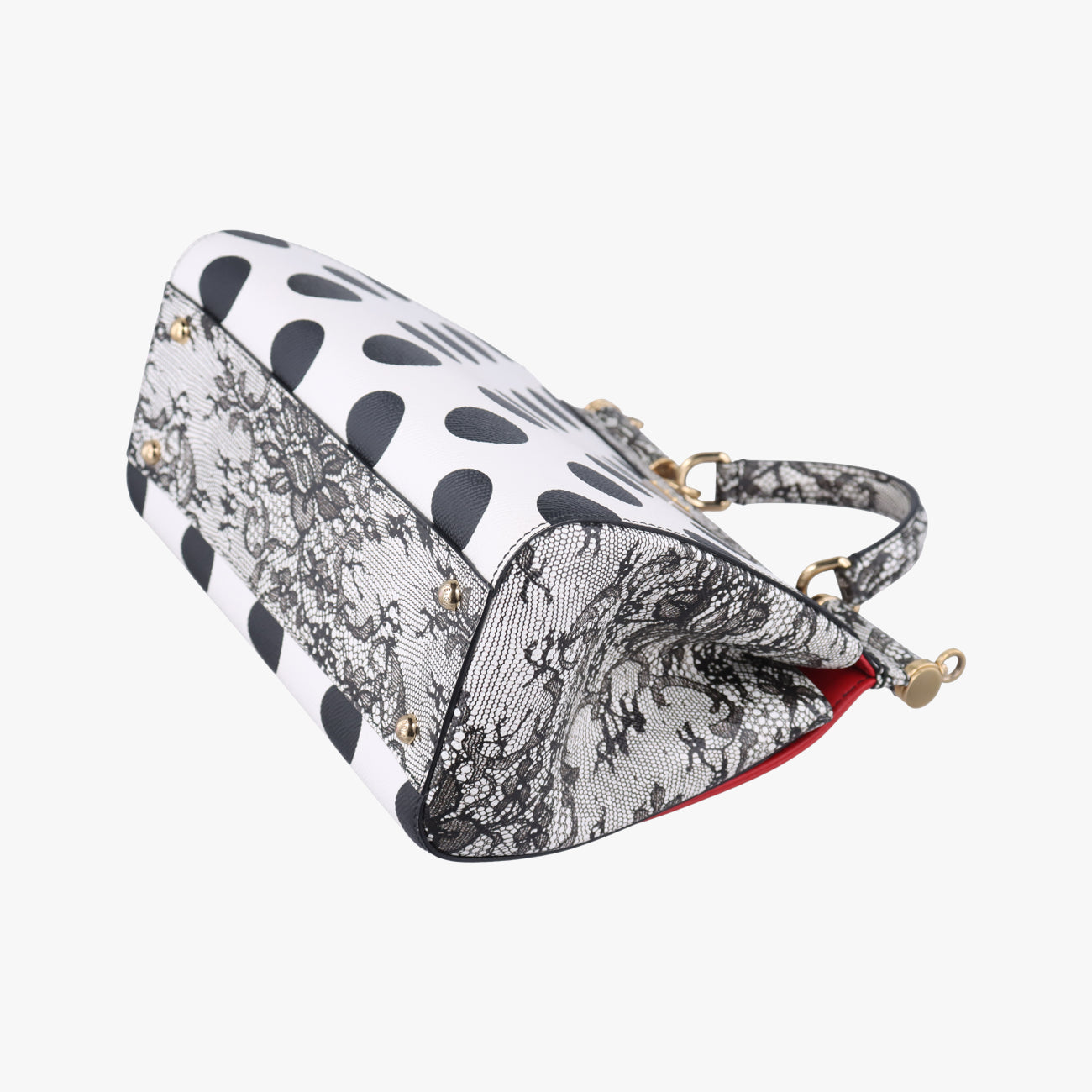 Polka Dot Medium Miss SicilyWhite x Red x BlackLeather40ポルカドットミディアムミスシシリーホワイト x レッド×ブラックレザー40