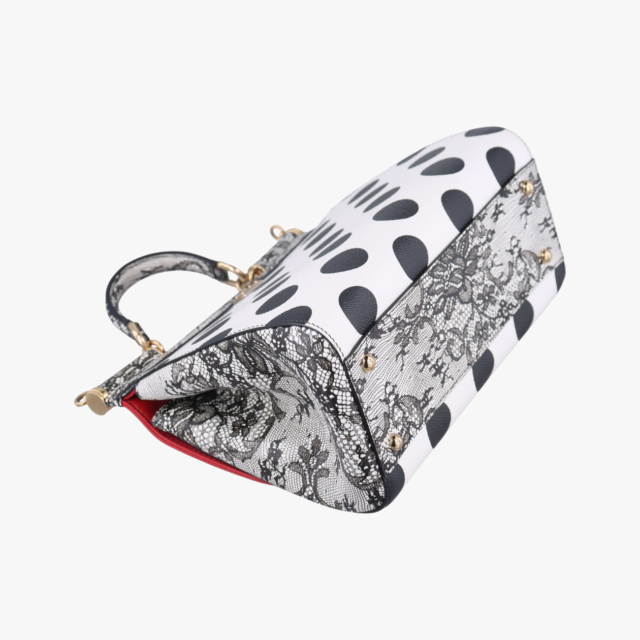 Polka Dot Medium Miss SicilyWhite x Red x BlackLeather40ポルカドットミディアムミスシシリーホワイト x レッド×ブラックレザー40