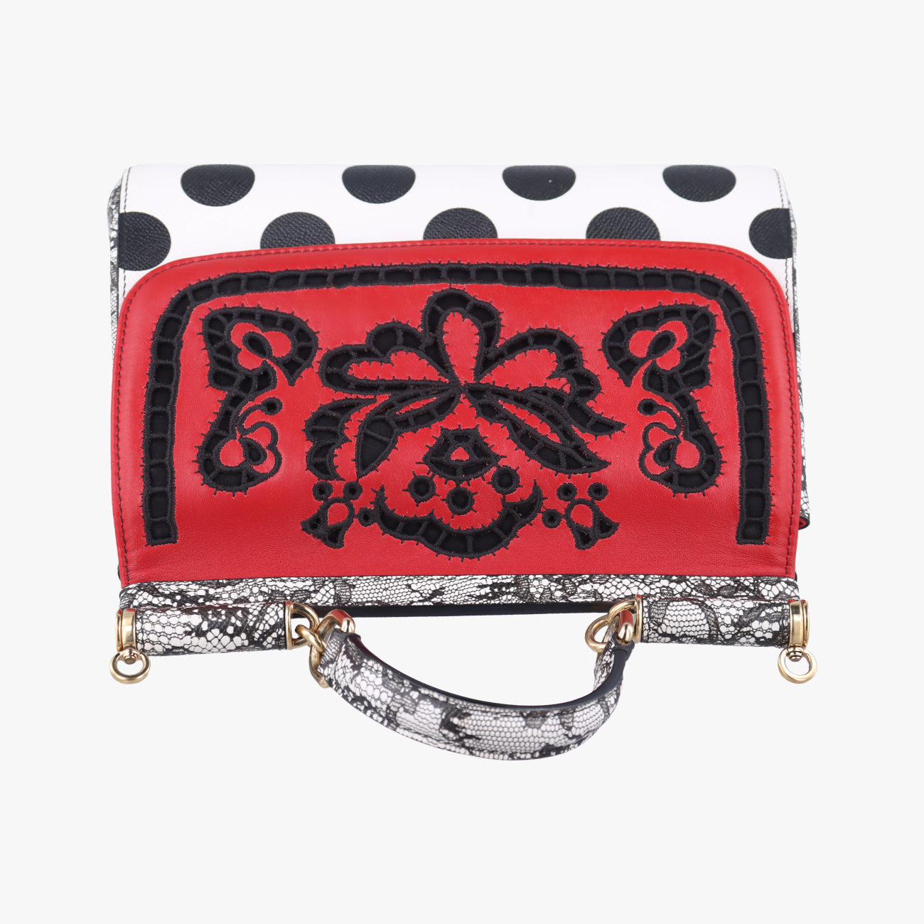 Polka Dot Medium Miss SicilyWhite x Red x BlackLeather40ポルカドットミディアムミスシシリーホワイト x レッド×ブラックレザー40