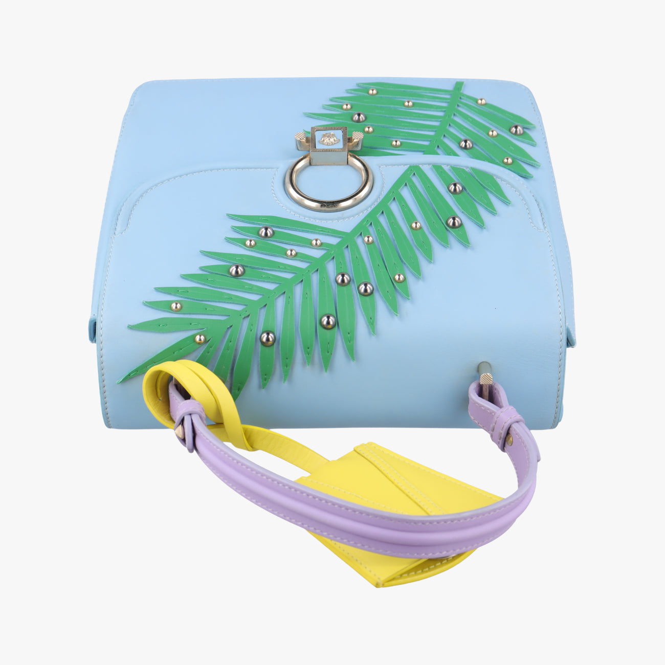 leaf pattern MEDUSABlue x Green x Purple x YellowLeatherCLG 609 094 012 163リーフ パターン メデューサブルー×グリーン×パープル×イエローレザーCLG 609 094 012 163