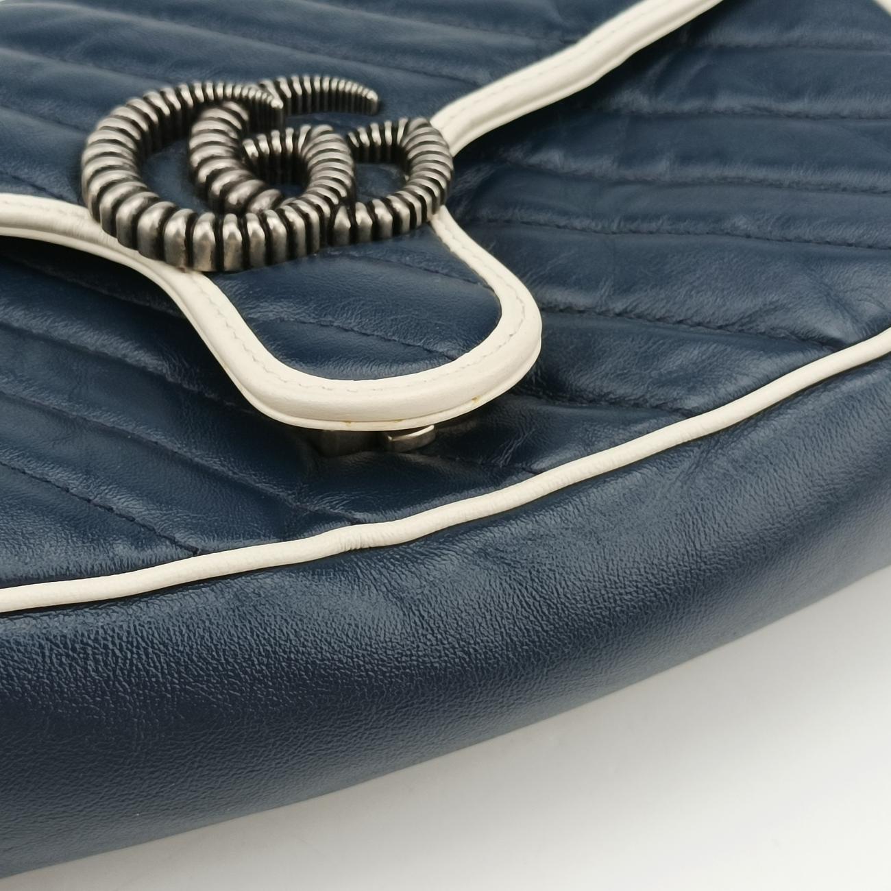 GG MarmontBlue×whiteLeather443497D031879186GGマーモントブルー×ホワイトレザー443497D031879186