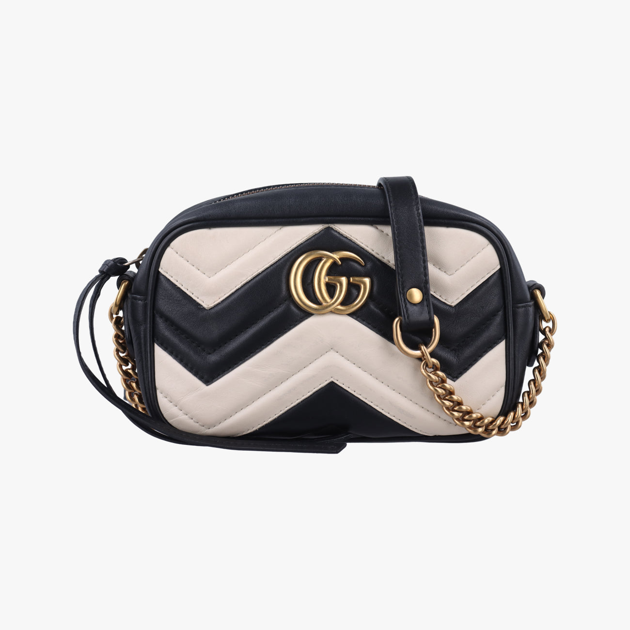 GG MarmontBlack×whiteLeather448065C021215570GGマーモントブラック×ホワイトレザー448065C021215570