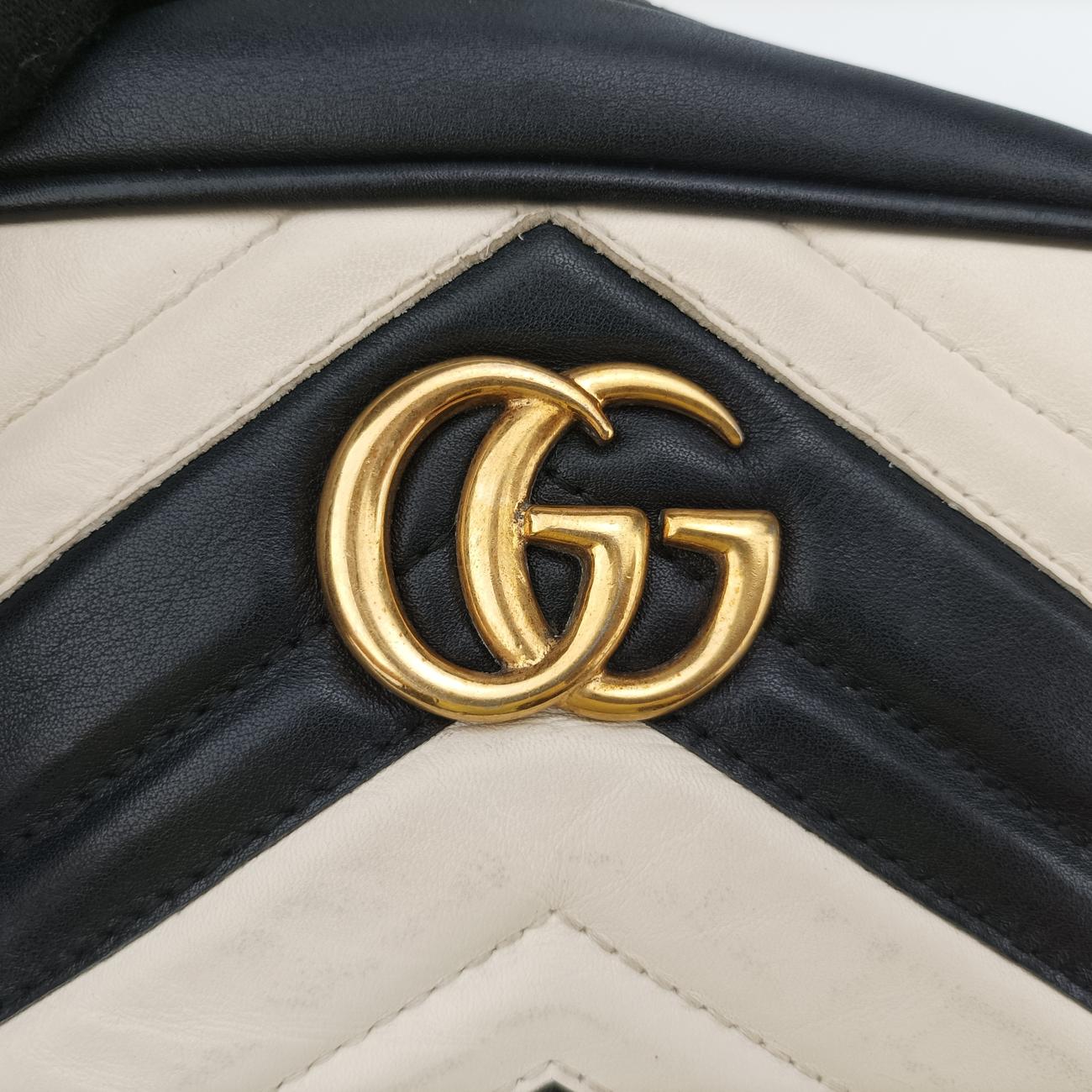 GG MarmontBlack×whiteLeather448065C021215570GGマーモントブラック×ホワイトレザー448065C021215570