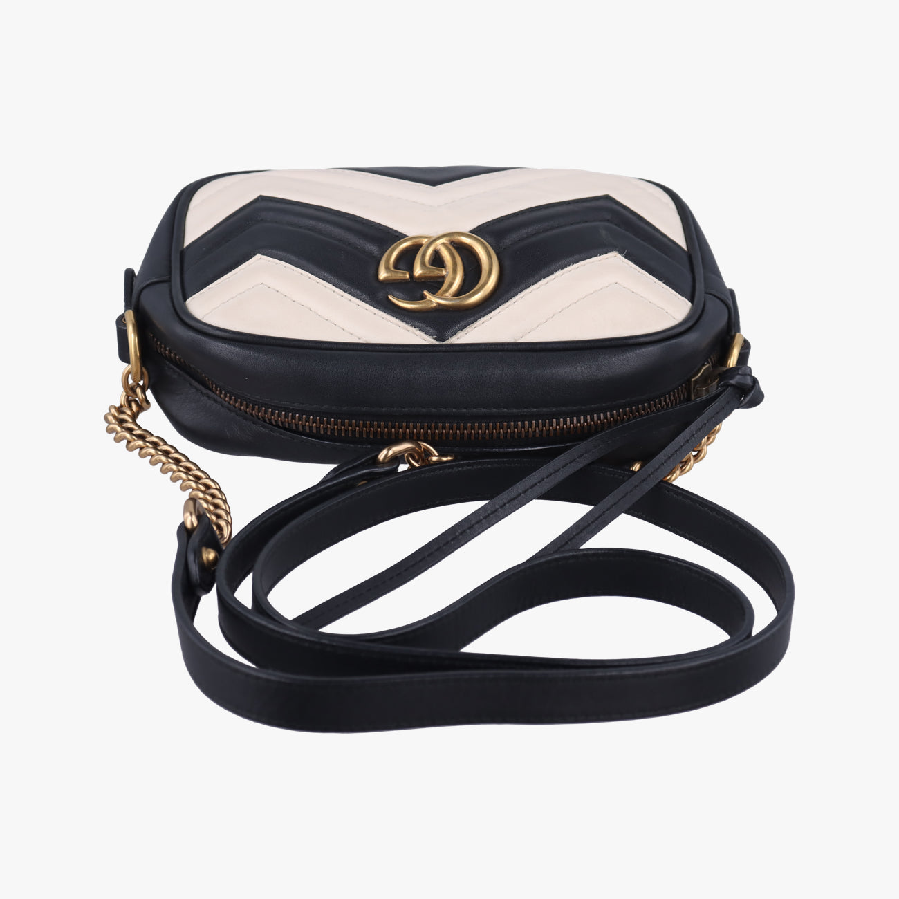 GG MarmontBlack×whiteLeather448065C021215570GGマーモントブラック×ホワイトレザー448065C021215570