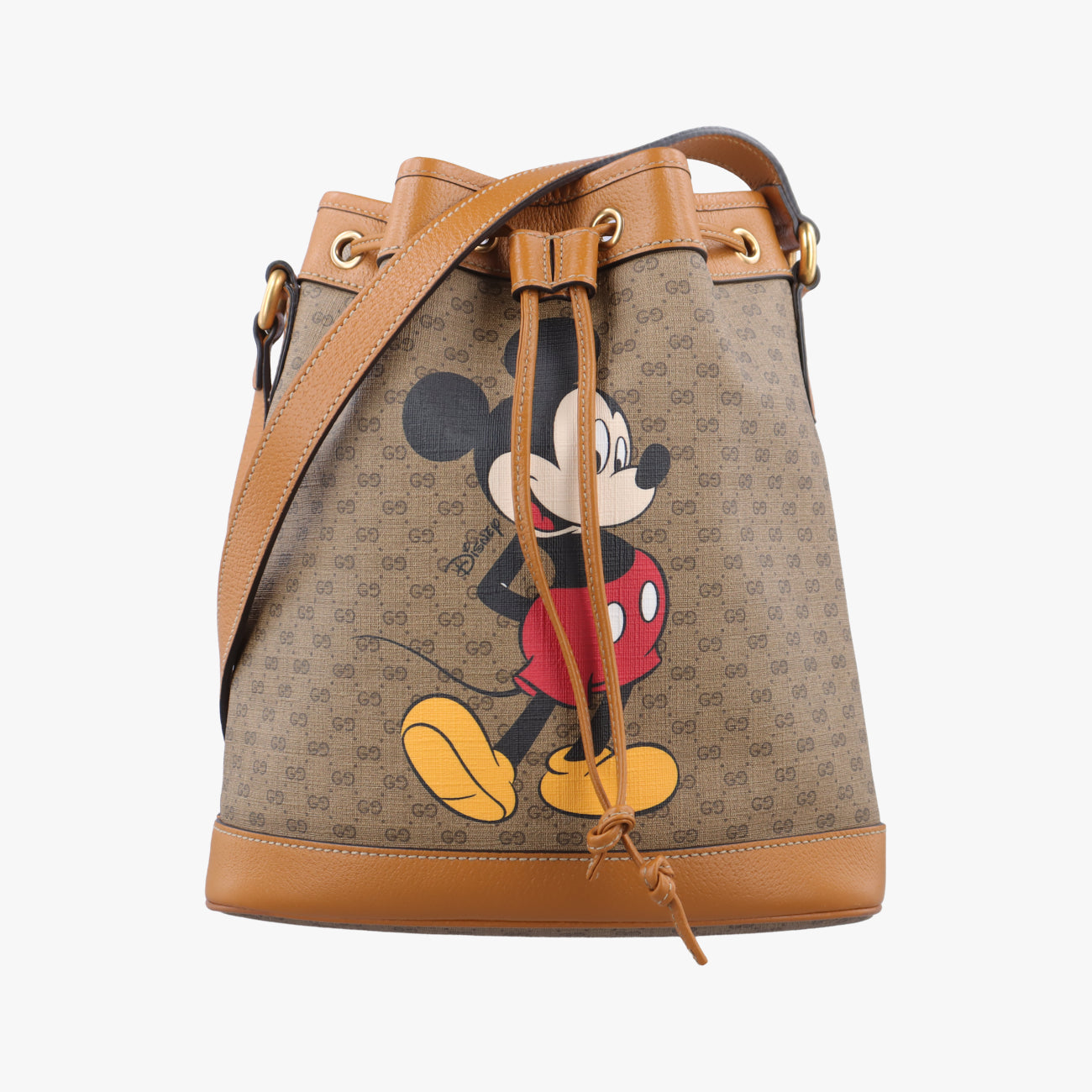 Mickey Mouse Micro GG/Small Bucket BagBrown×MulticolourPVC coated canvas602691B031262202ミッキーマウス マイクロGG/スモールバケットバッグブラウン×マルチカラーPVCコーティングキャンバス602691B031262202