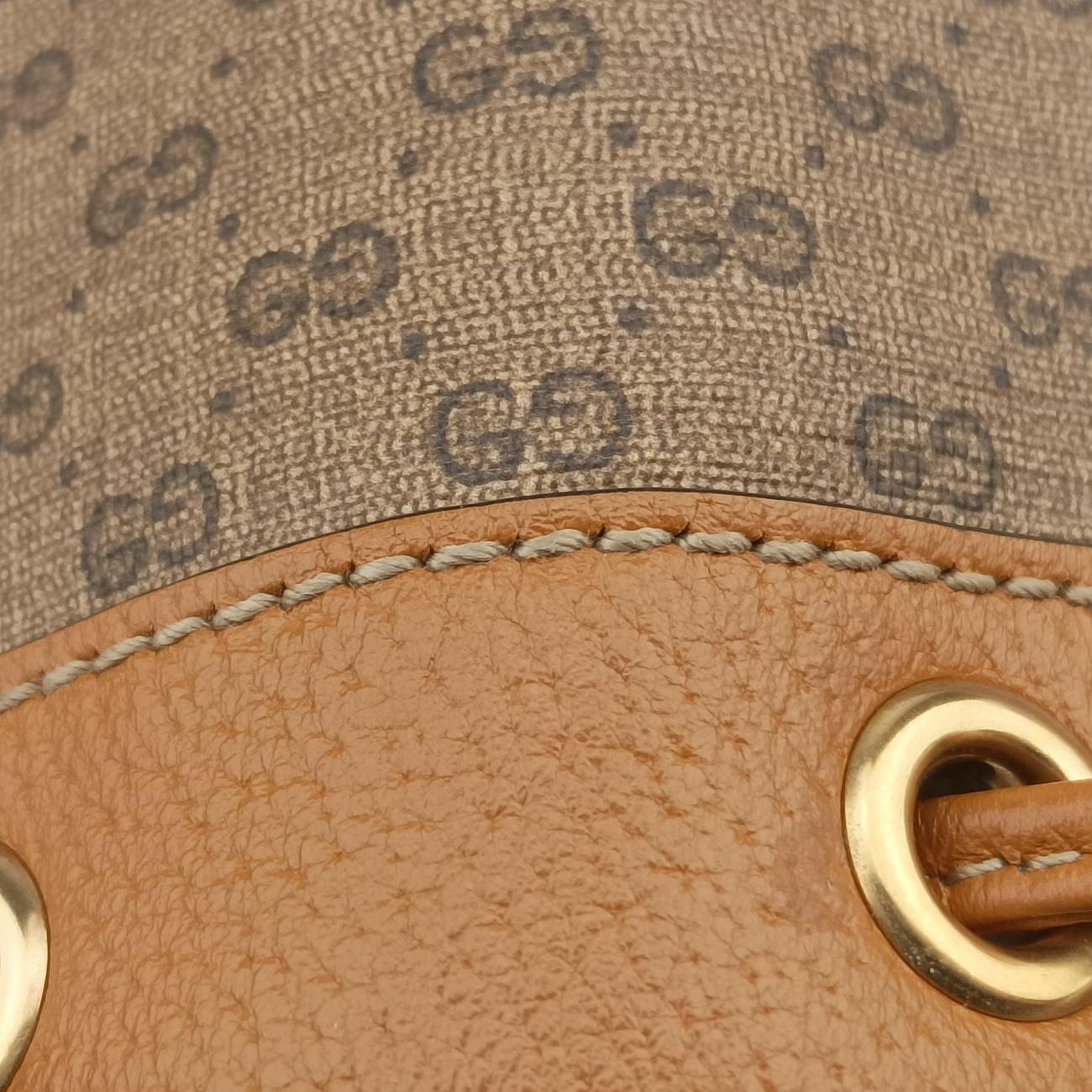 Mickey Mouse Micro GG/Small Bucket BagBrown×MulticolourPVC coated canvas602691B031262202ミッキーマウス マイクロGG/スモールバケットバッグブラウン×マルチカラーPVCコーティングキャンバス602691B031262202