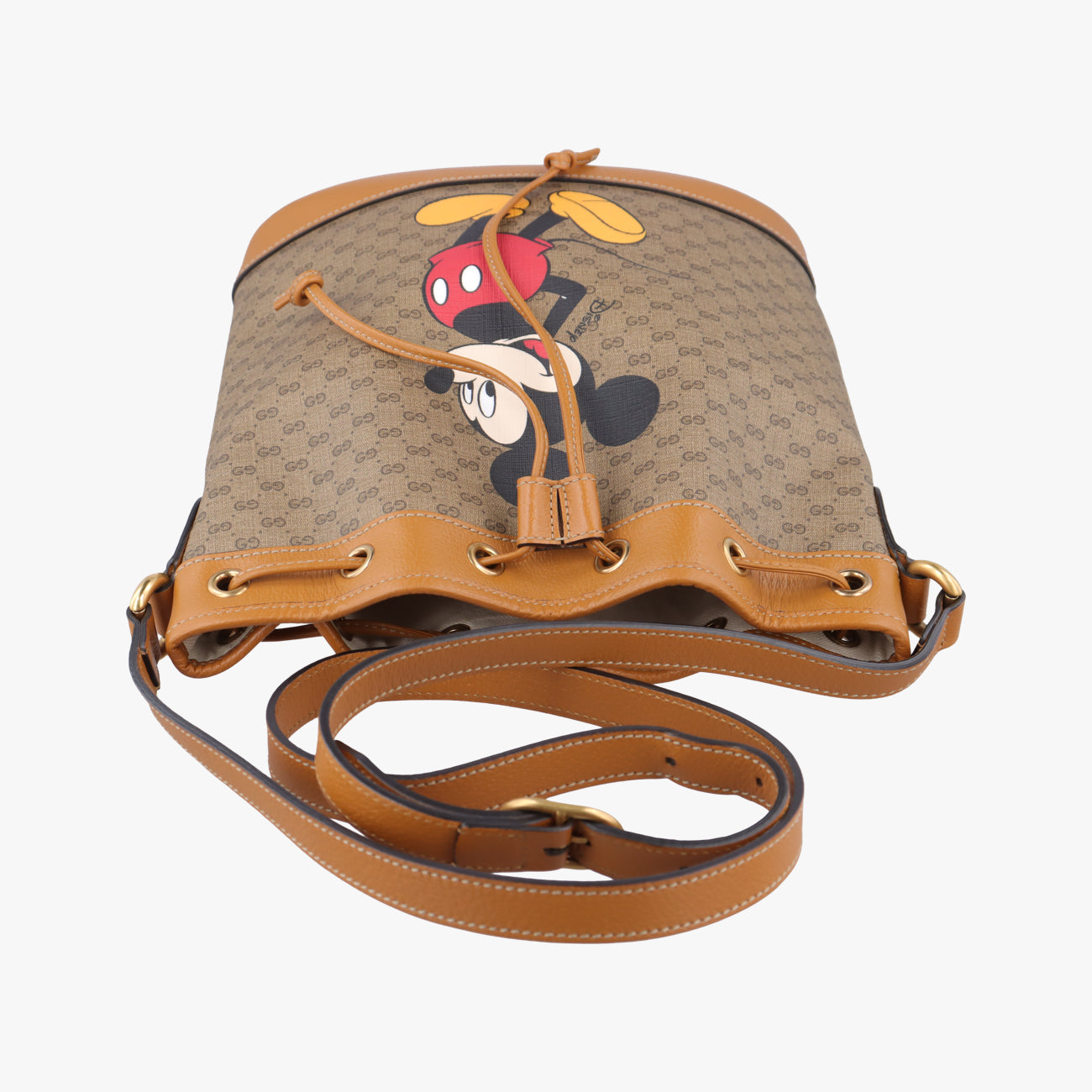 Mickey Mouse Micro GG/Small Bucket BagBrown×MulticolourPVC coated canvas602691B031262202ミッキーマウス マイクロGG/スモールバケットバッグブラウン×マルチカラーPVCコーティングキャンバス602691B031262202