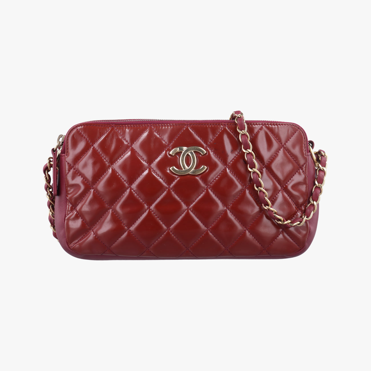 Crown CC Double ZipBordeauxPatent×LeatherA9266620501866マトラッセ クラウン CC ダブル ジップボルドーパテント×レザーA9266620501866