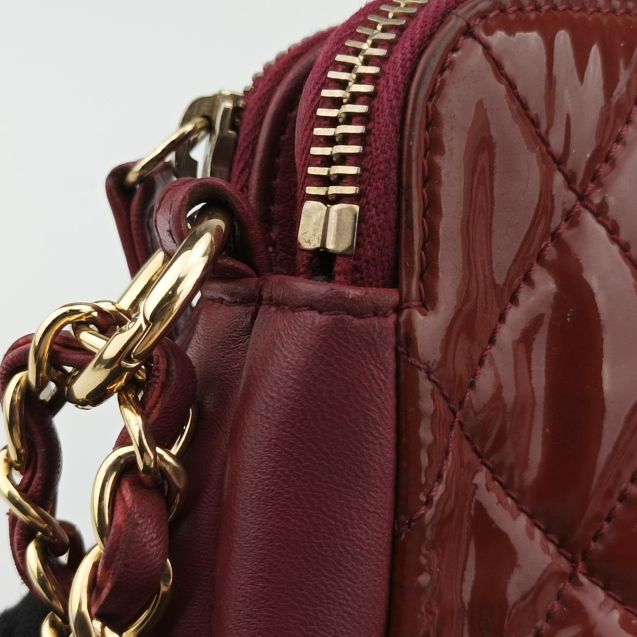 Crown CC Double ZipBordeauxPatent×LeatherA9266620501866マトラッセ クラウン CC ダブル ジップボルドーパテント×レザーA9266620501866