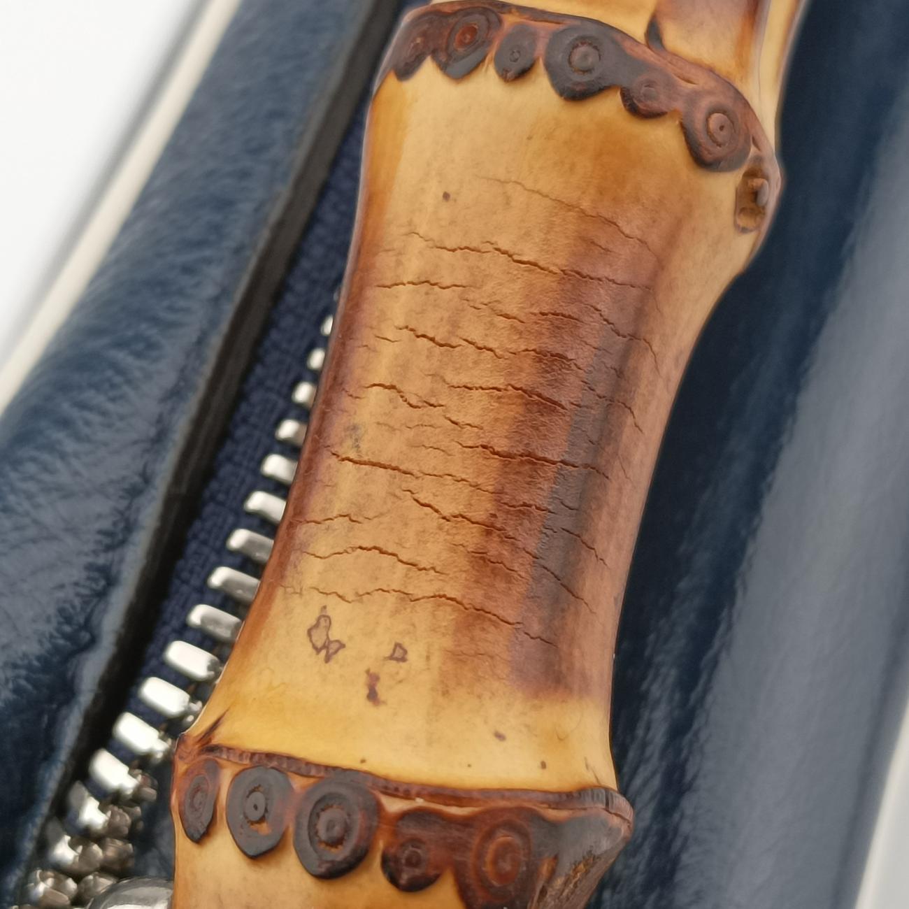 GG Marmont Bamboo Top HandleBlueLeather602270A031721972GGマーモント バンブー トップ ハンドルブルーレザー602270A031721972