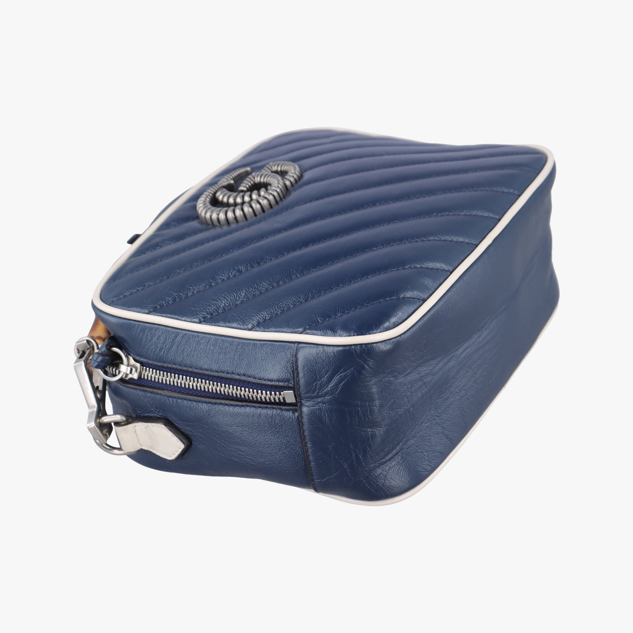 GG Marmont Bamboo Top HandleBlueLeather602270A031721972GGマーモント バンブー トップ ハンドルブルーレザー602270A031721972