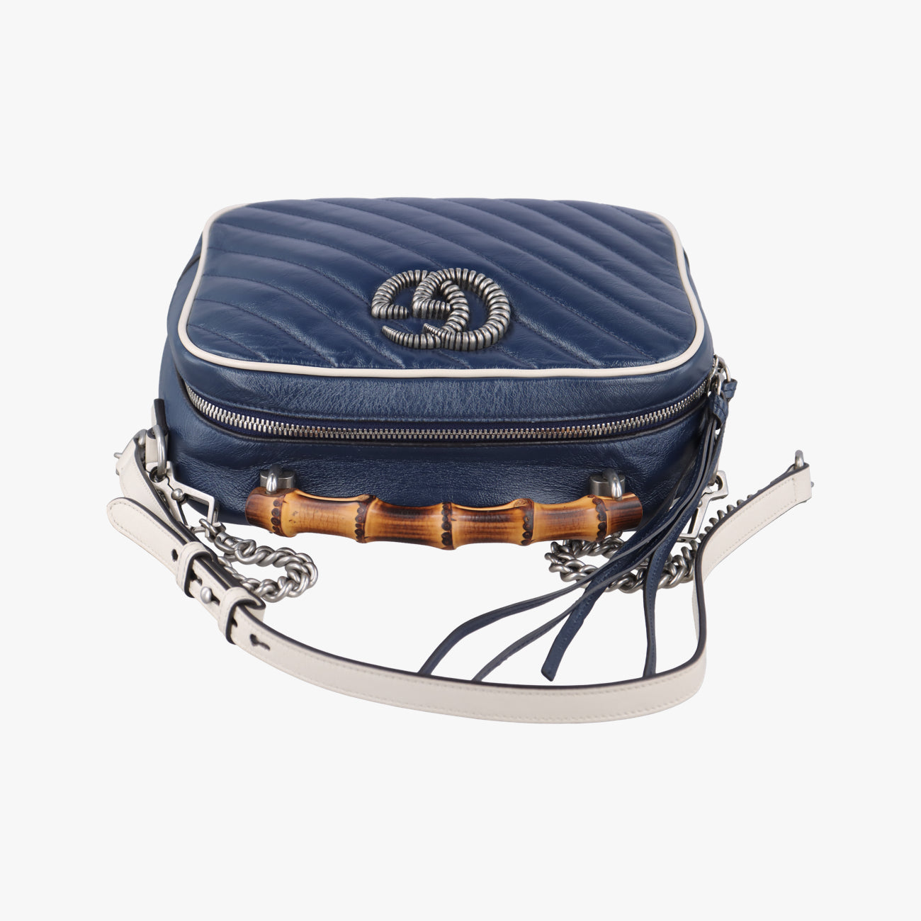 GG Marmont Bamboo Top HandleBlueLeather602270A031721972GGマーモント バンブー トップ ハンドルブルーレザー602270A031721972