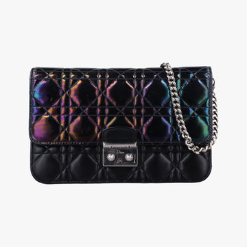 Miss Dior Cannage New RockBlack x Multicolorlambskin×Patent18-MA-0185ミス ディオール カナージュ ニューロックブラック×マルチカラーラムスキン×パテント18-MA-0185
