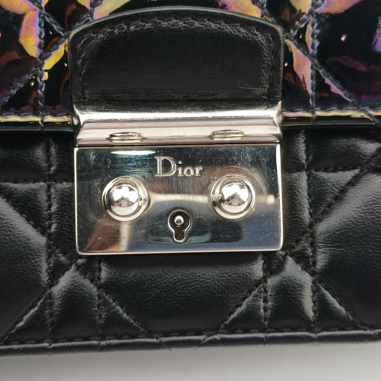 Miss Dior Cannage New RockBlack x Multicolorlambskin×Patent18-MA-0185ミス ディオール カナージュ ニューロックブラック×マルチカラーラムスキン×パテント18-MA-0185