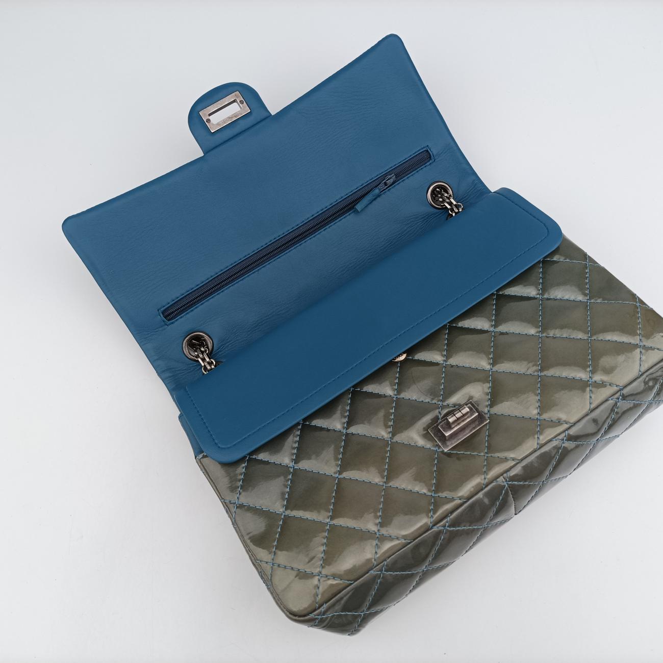2.55 MatelasseGreenPatent LeatherA37587149676882.55 ダブルフラップマトラッセグリーンパテントA3758714967688
