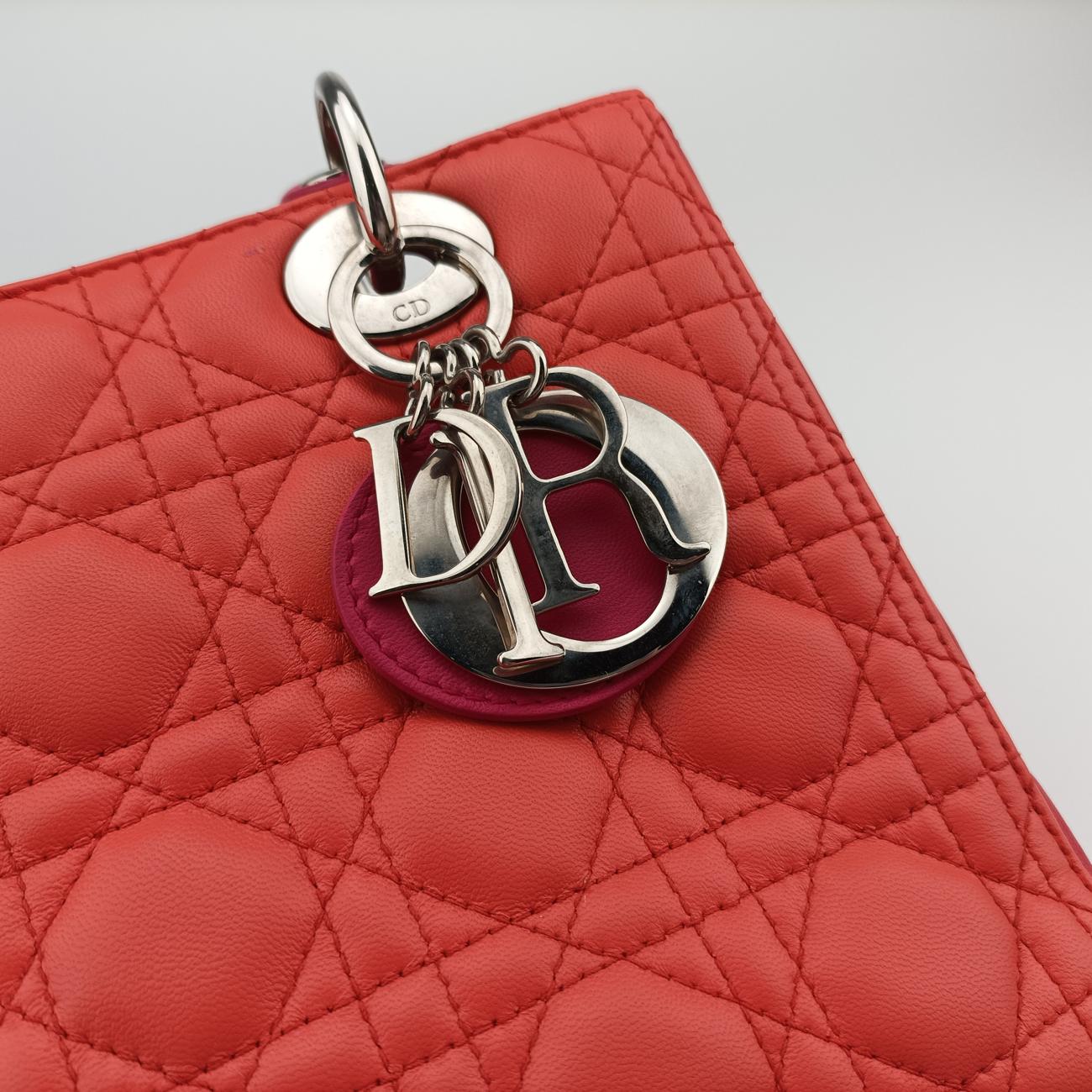 Lady DiorOrange×rose redlambskin15-BO-0123レディディオールオレンジ×ローズレッドラムスキン15-BO-0123