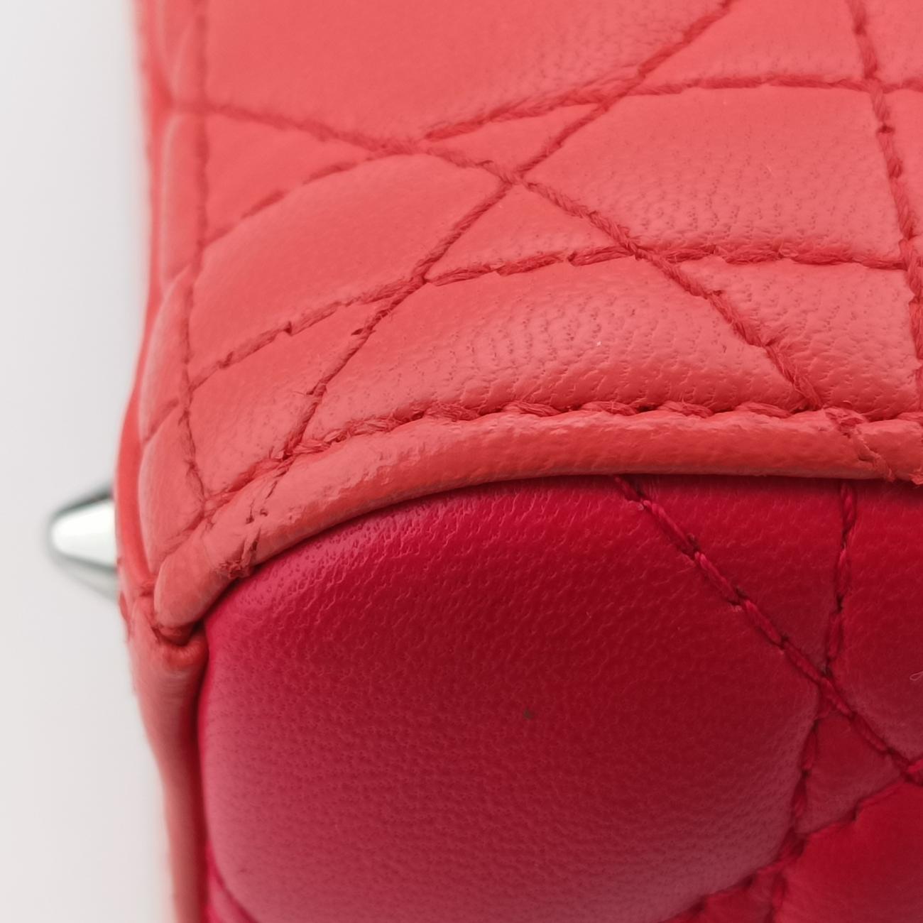 Lady DiorOrange×rose redlambskin15-BO-0123レディディオールオレンジ×ローズレッドラムスキン15-BO-0123