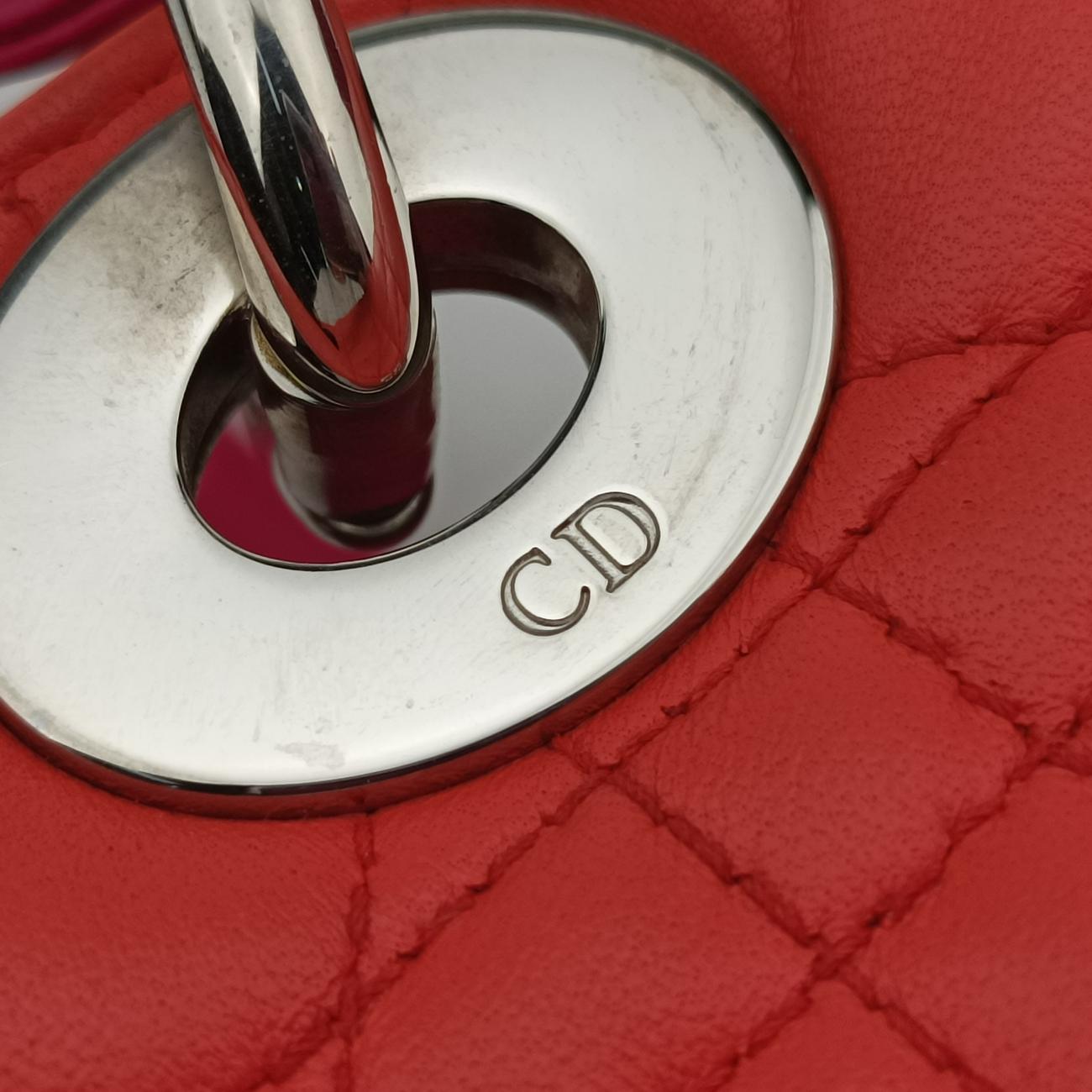 Lady DiorOrange×rose redlambskin15-BO-0123レディディオールオレンジ×ローズレッドラムスキン15-BO-0123