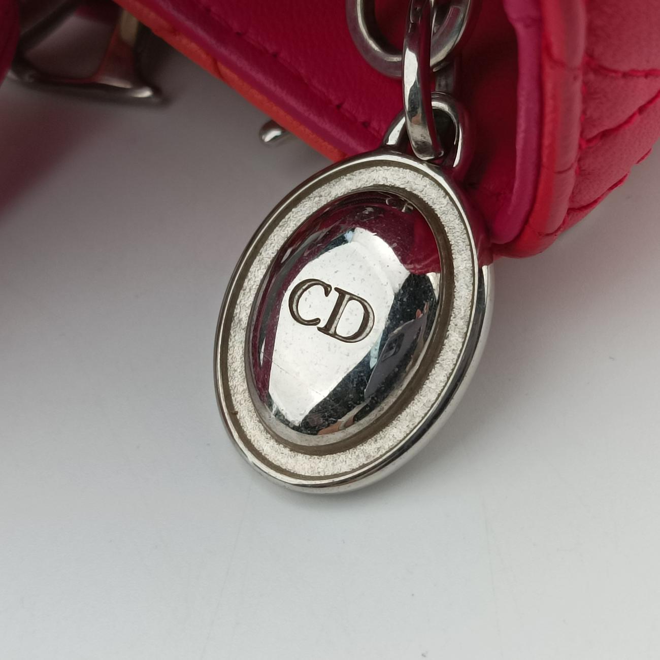 Lady DiorOrange×rose redlambskin15-BO-0123レディディオールオレンジ×ローズレッドラムスキン15-BO-0123