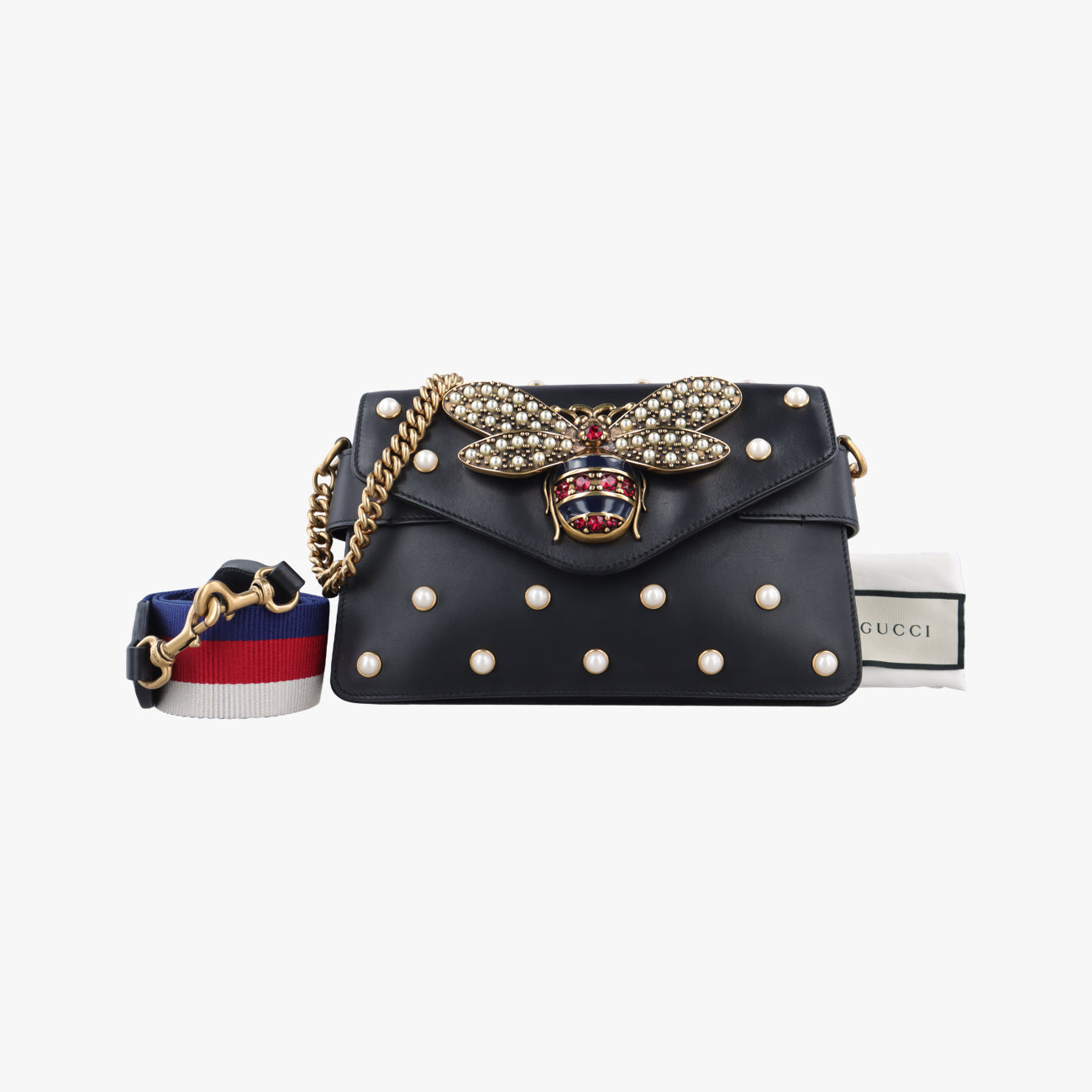 グッチGucciブロードウェイ パール ビーブラックレザー
