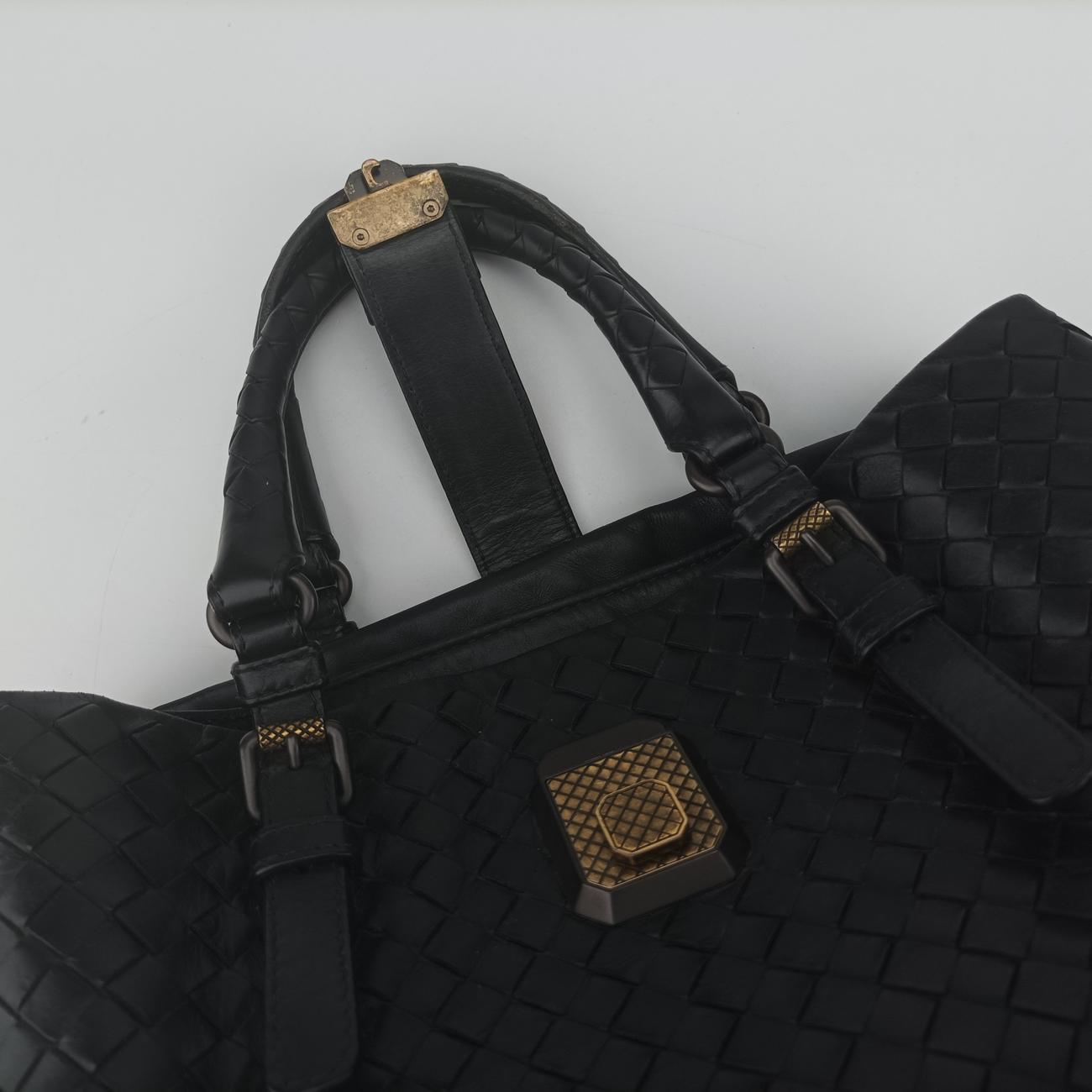 Roma IntrecciatoBlacklambskinB07647317Mローマ イントレチャートブラックラムスキンB07647317M