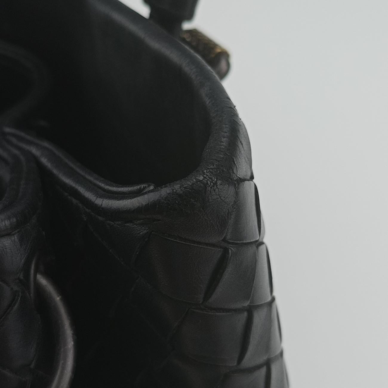 Roma IntrecciatoBlacklambskinB07647317Mローマ イントレチャートブラックラムスキンB07647317M