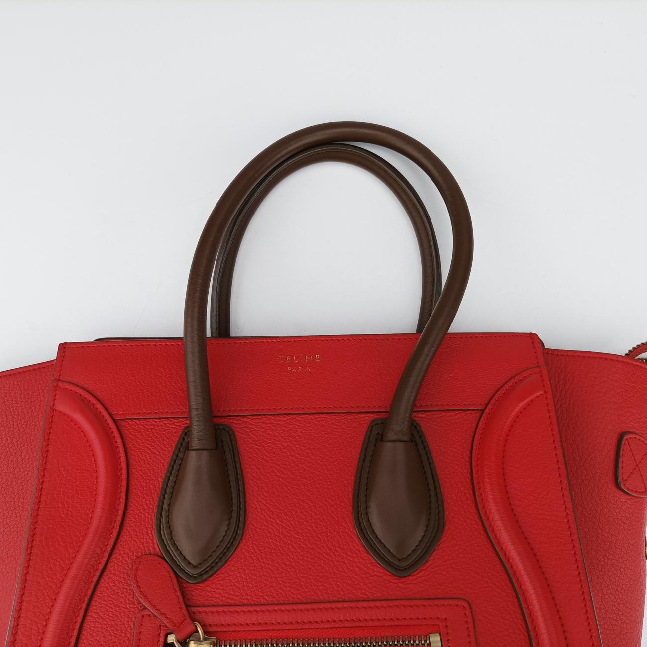 Luggage Micro shopperRed×brownLeatherF-LA-0154 F-CT-0154ラゲージマイクロショッパーレッド×ブラウンレザーF-LA-0154 F-CT-0154
